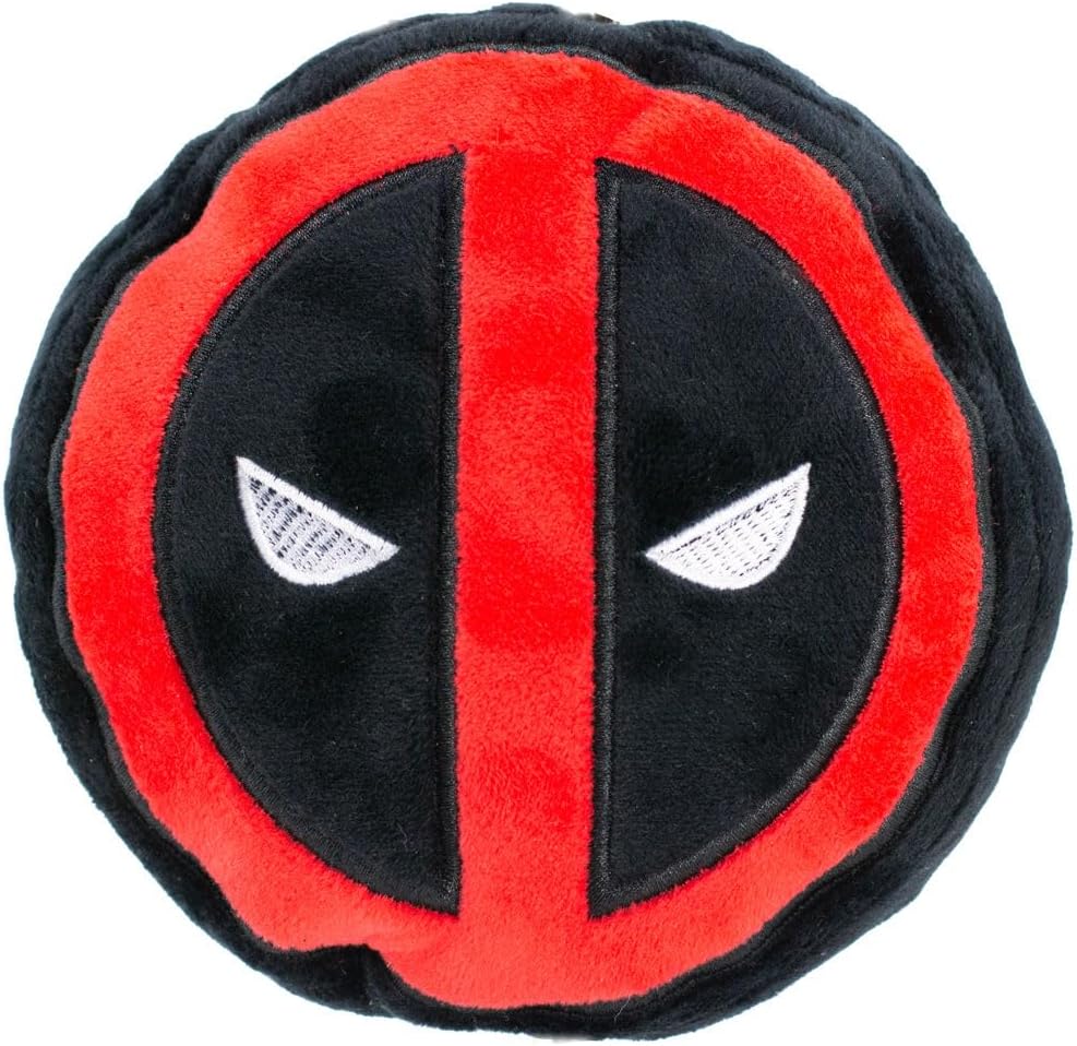 Buckle-Down Juguete para perros de peluche con logotipo de Deadpool rojo, negro y blanco, 8 “x 6”, DTPT-DPBO