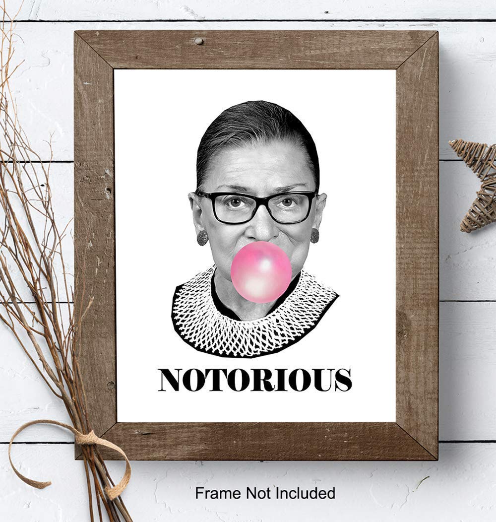 Ruth Bader Ginsburg Wall Art Print – Funny Notorious RBG Poster – Modern Chic Home Decor for Bedroom, Living Room, Office – Great Gift for