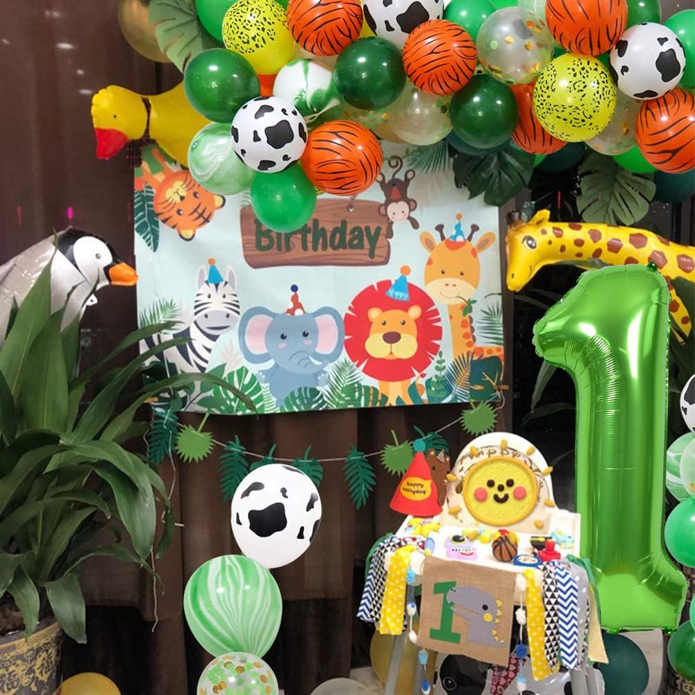 TONIFUL Globos grandes de 40 pulgadas con números verdes del 0 al 9, globos de helio del número 1 del número 1, globos de aluminio de Mylar con