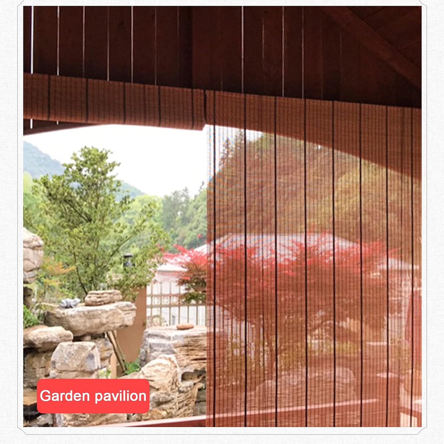 Persianas enrollables de bambú para patio con elevador, ventana enrollable de bambú, para balcón, hotel, tetera, 21.7 x 51.2in