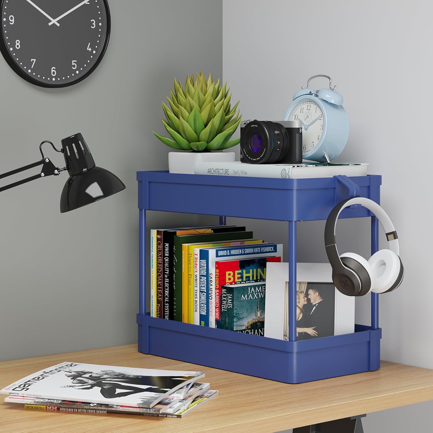 Organizador de almacenamiento para debajo del fregadero, cesta de almacenamiento de 2 niveles para debajo del baño, carrito de almacenamiento