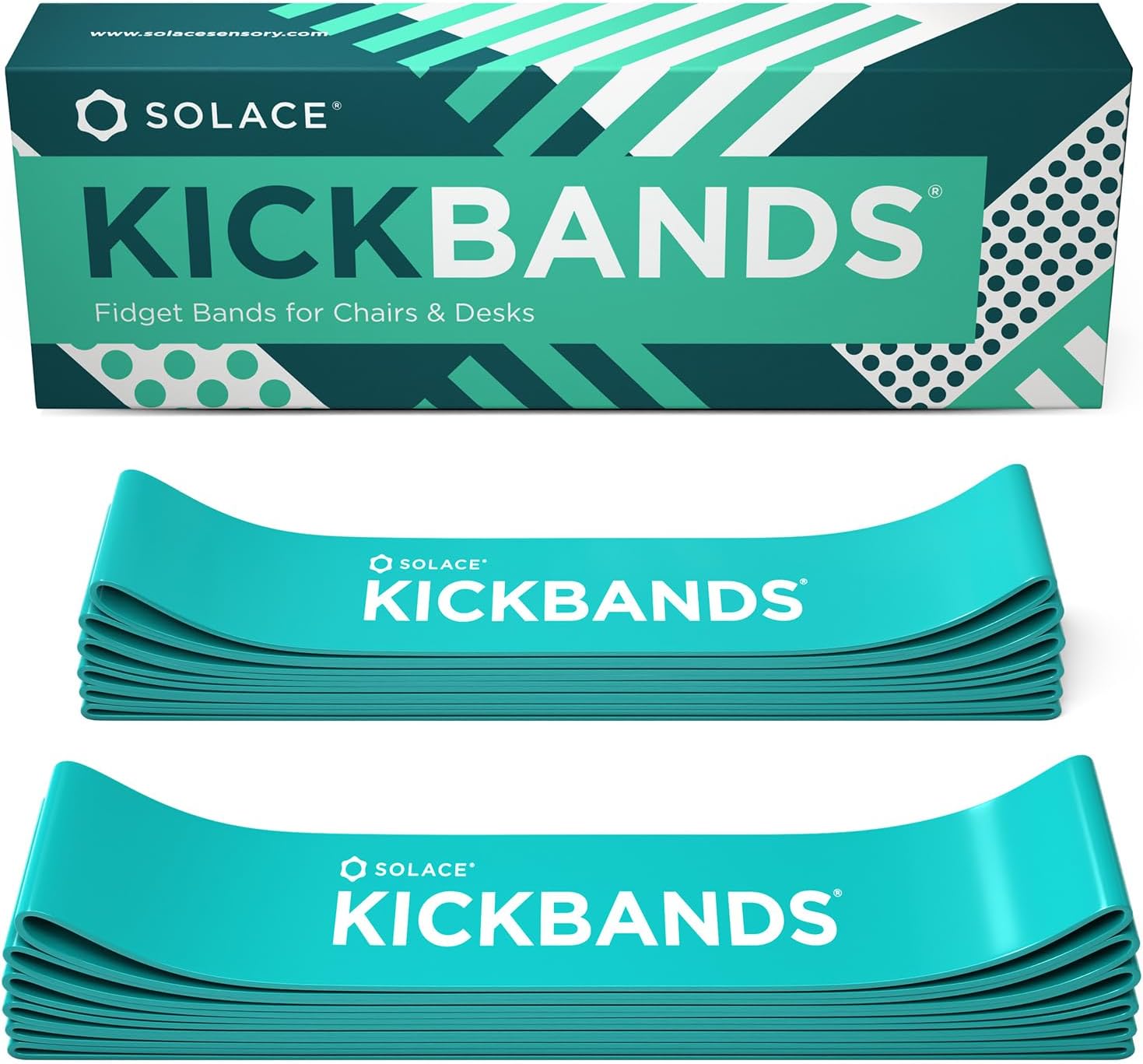 KICK BANDS Bandas para sillas para niños con pies inquietos, paquete de 12 bandas para aliviar la ansiedad con TDAH para sillas y escritorios de