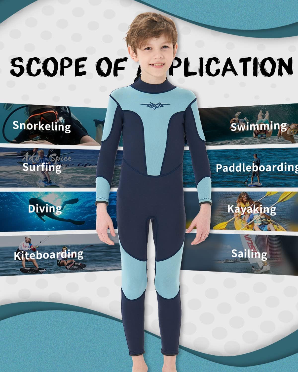 Seaskin Traje de neopreno para niños y niñas, trajes de baño térmicos con cremallera trasera de 0.118 in