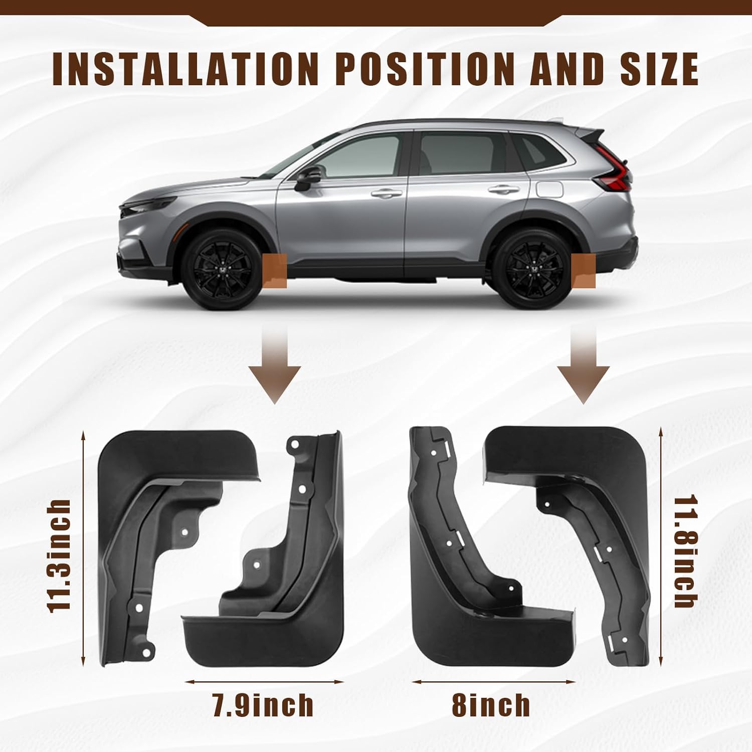 Muslogy Para CRV 2023 2024 Barro Splash Guard Front and Rear Mud Flaps 4PCS Compatible con Honda CR-V 2023 LX EX EXL Accesorios (no para Híbridos)