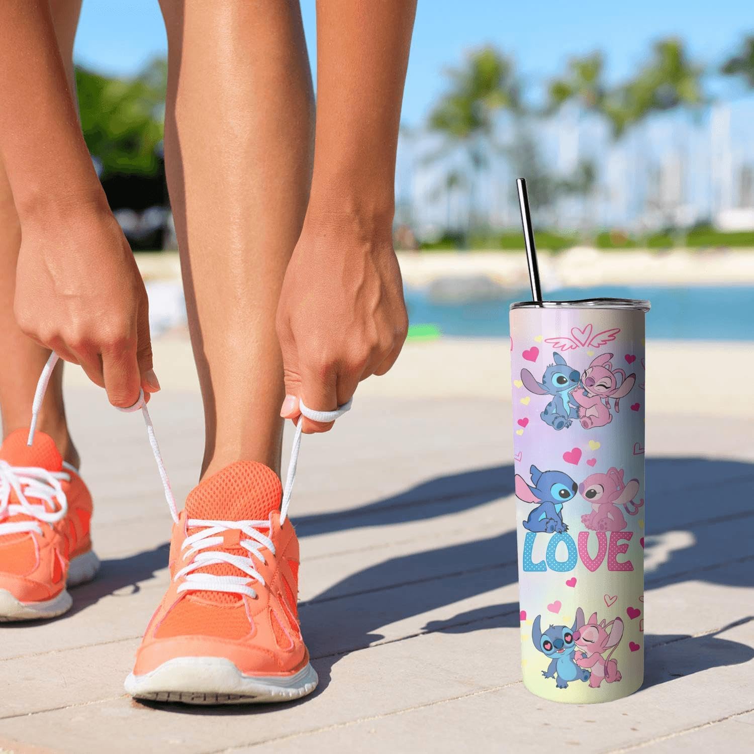 Geubuxi Divertida botella de agua de dibujos animados para adultos, taza de acero inoxidable para niños con popote y tapa, taza térmica de 20 onzas,