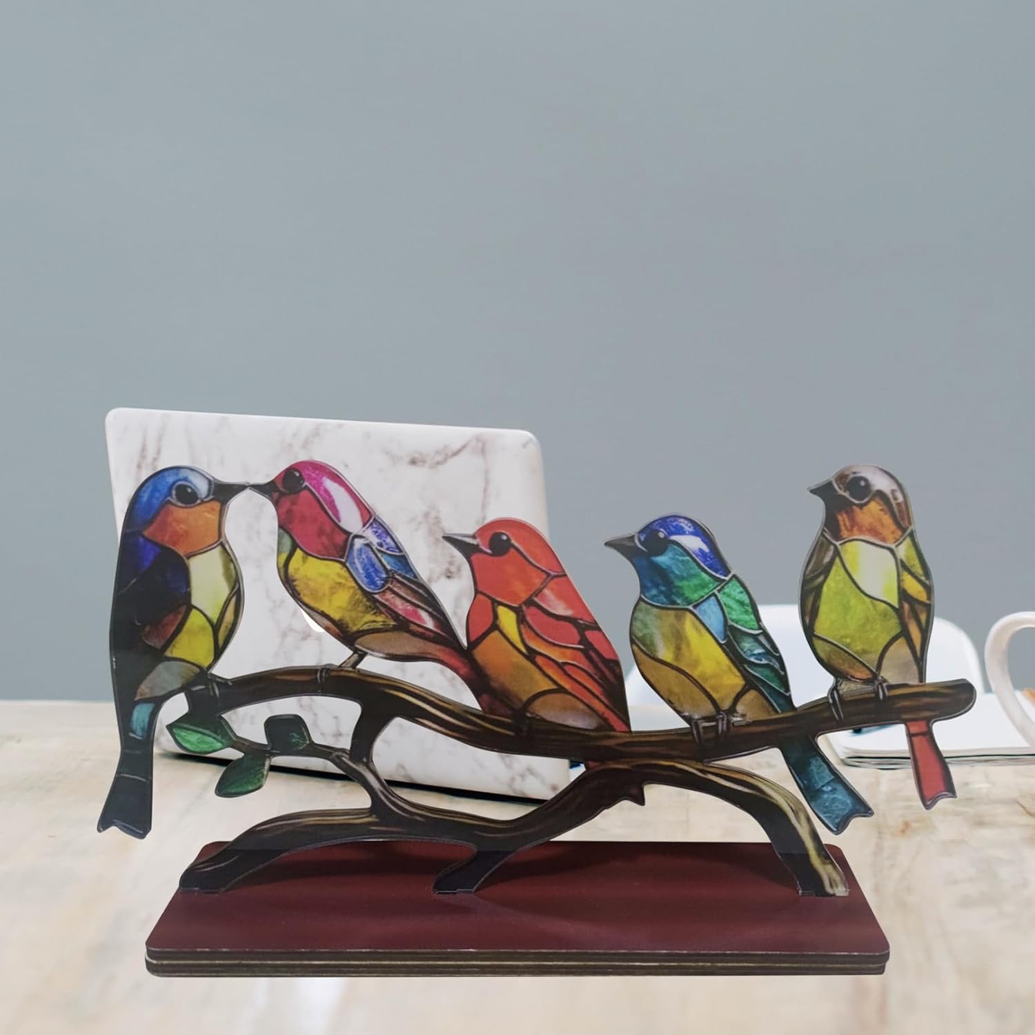 YCZCJJ Adornos de escritorio de pájaros en una rama, decoración de pájaros, figuras de pájaros para decoración del hogar, regalos para los amantes