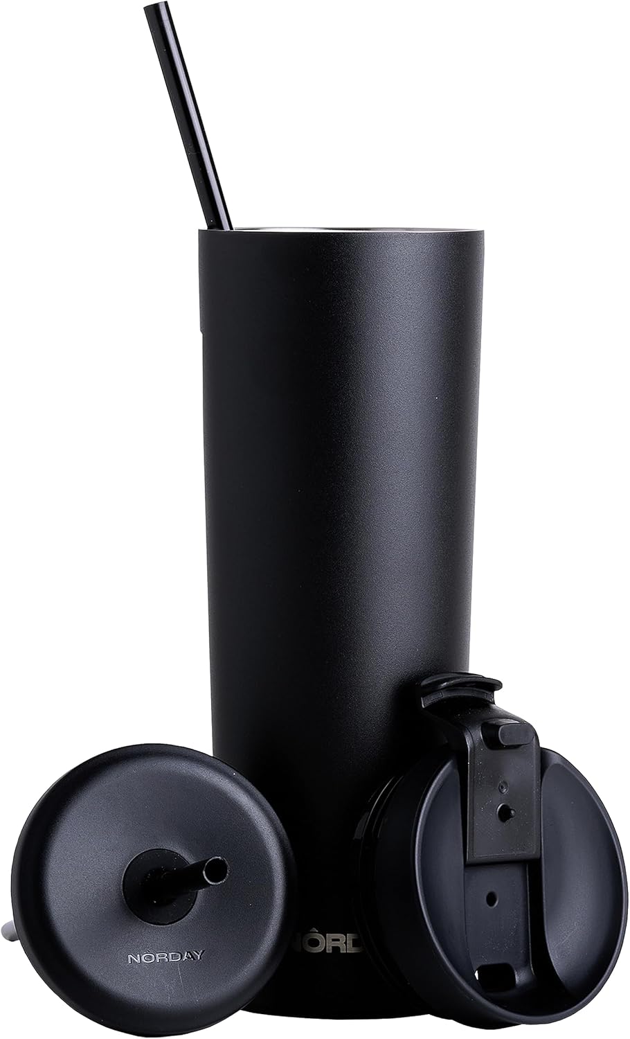 NORDAY Vaso con tapa y popote  Bloom 30oz  Vaso aislado negro  Vaso de acero inoxidable  Taza de café de doble pared  Mantiene la temperatura