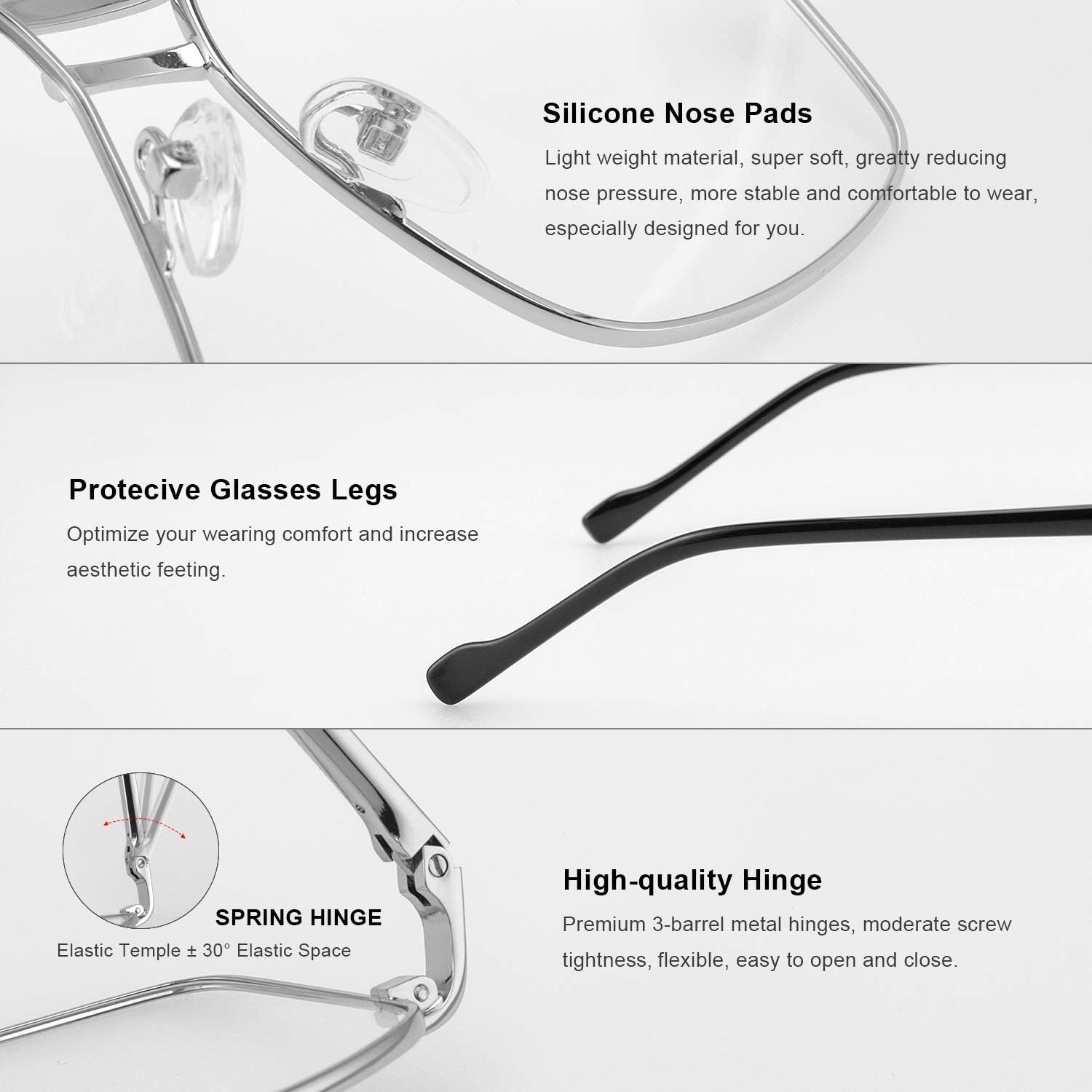 RB.Pilot Gafas de lectura para hombre, cuadrado, doble puente, bloqueo de luz azul, para lectura de computadora