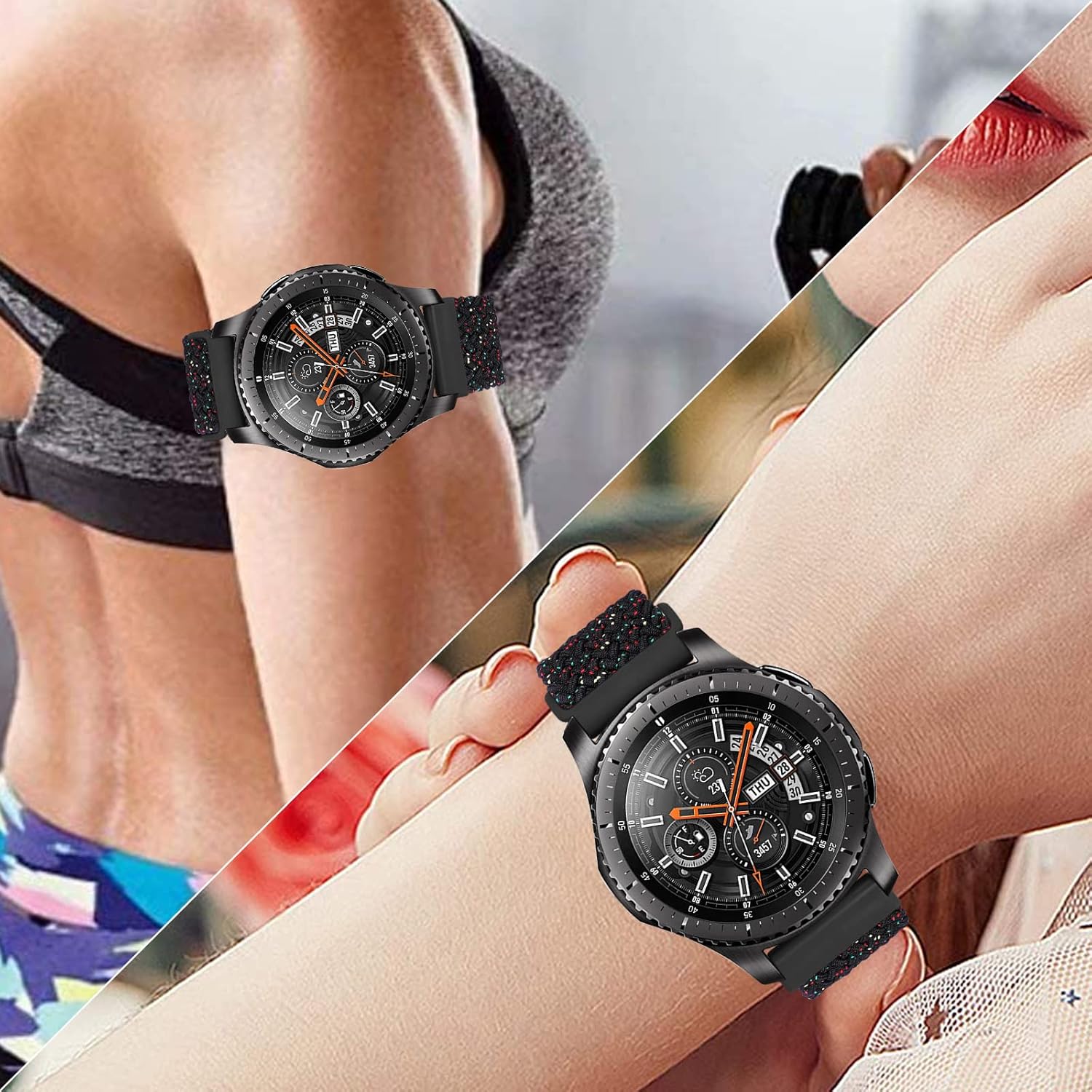 Correa de nailon trenzada Solo Loop de 0.866in, compatible con Samsung Galaxy Watch Gear S31.811in, correa elástica de repuesto para mujeres y