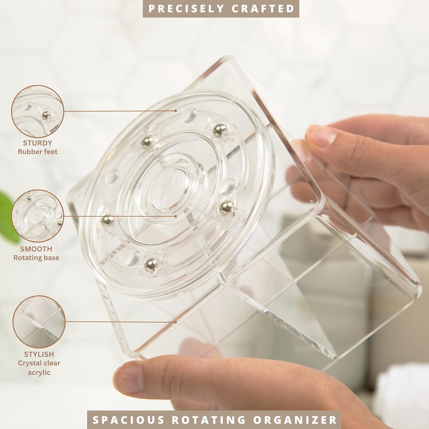 Organizador de brochas de maquillaje, organizador de maquillaje giratorio con 4 compartimentos, perfecto para herramientas de belleza, papelería,