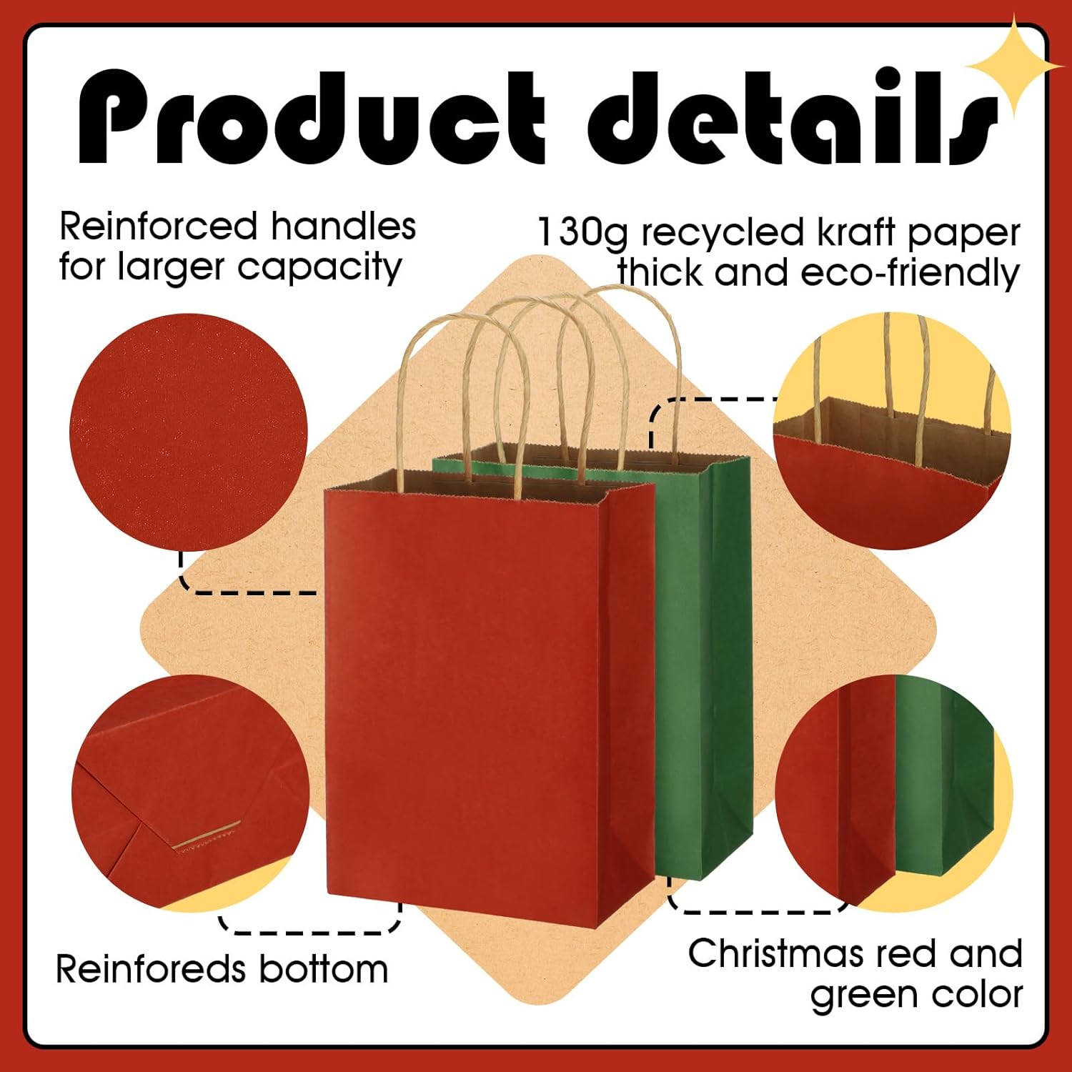 Tenceur 100 bolsas de regalo de color verde salvia, bolsas de papel kraft verde salvia con asas, bolsas de regalo medianas para bodas, baby shower,
