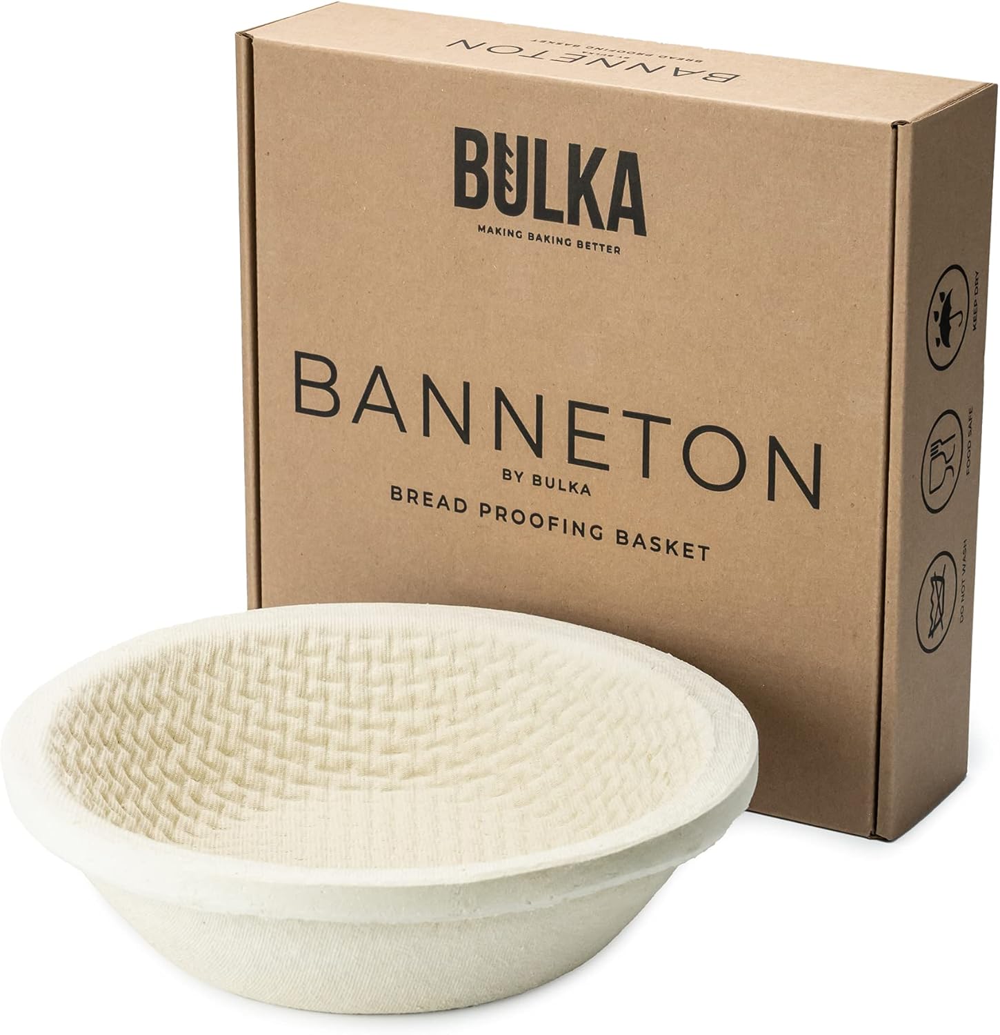 Bulka Banneton – Cesta para pan, pulpa de madera de abeto, redondo, 9 pulgadas, suministros para hornear pan de masa madre Brotform  Cuenco