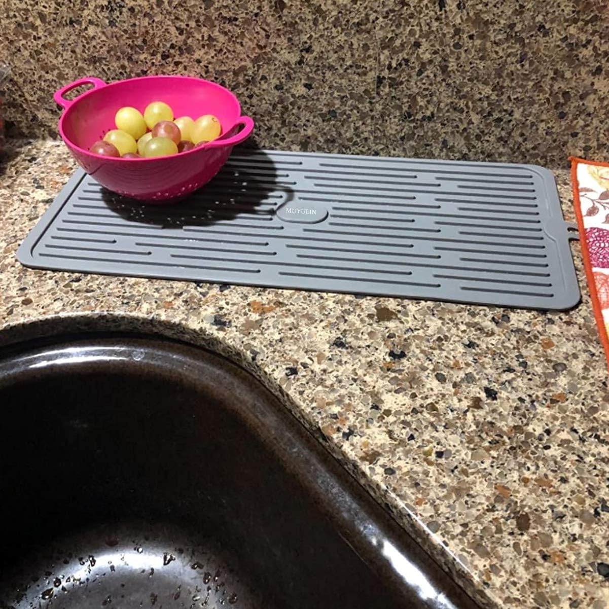 Tapete de silicona para secar platos, funciona para secar copas de cóctel, ollas, sartenes, cuchillos y escurridor para cocina, encimera, fregadero,