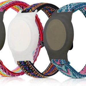 Paquete de 3 pulseras AirTag para niños, pulseras elásticas de nailon con soporte para Apple AirTag, funda protectora para rastreador GPS y AirTag Paquete de 3 pulseras AirTag para niños, pulseras elásticas de nailon con soporte para Apple AirTag, funda protectora para rastreador GPS y AirTag