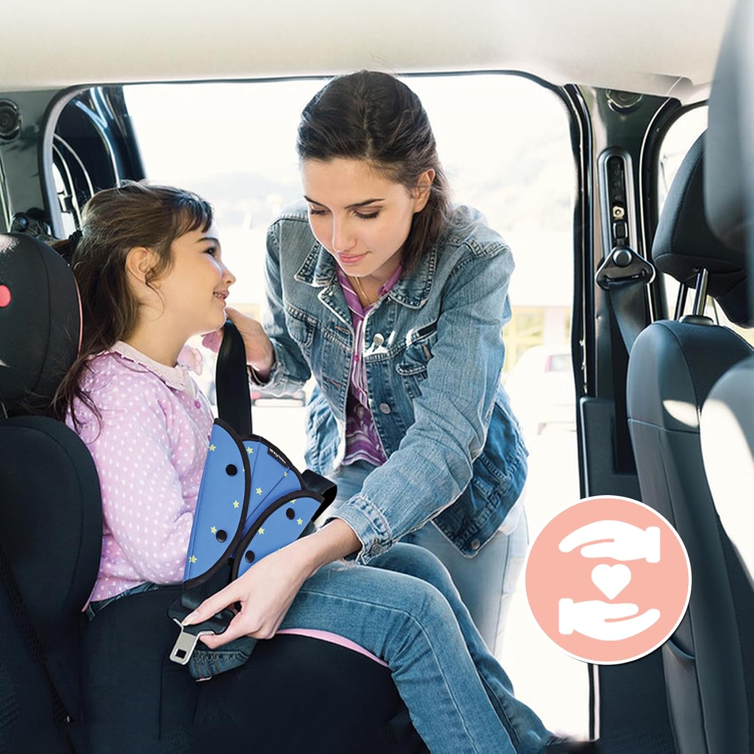 WayToGo Ajustador de cinturón de seguridad para niños, lindo patrón de dibujos animados para niños, funda de cinturón de seguridad para niños