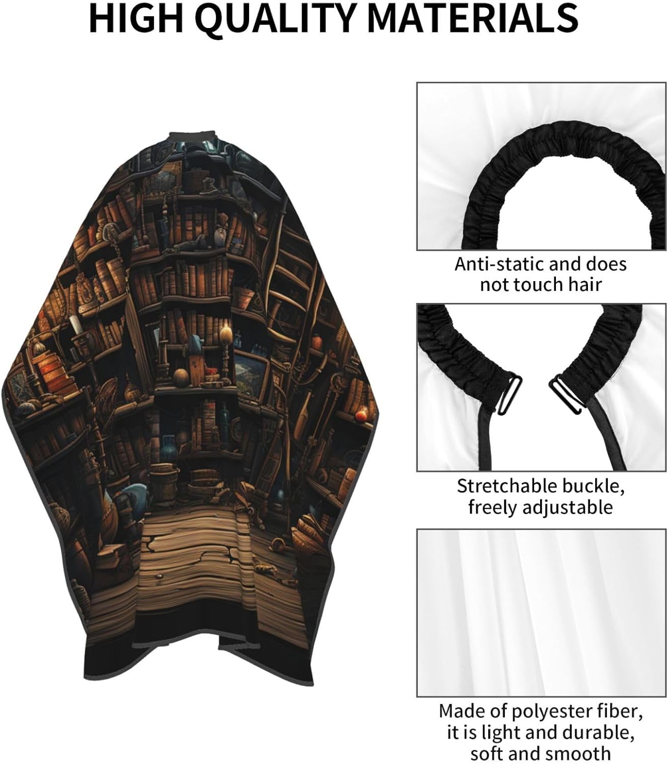 Ancient bookshelf Magic old dark Barber Cape for Men Professional Hairdressing Cutting Salon Cape Hair Styling Cape