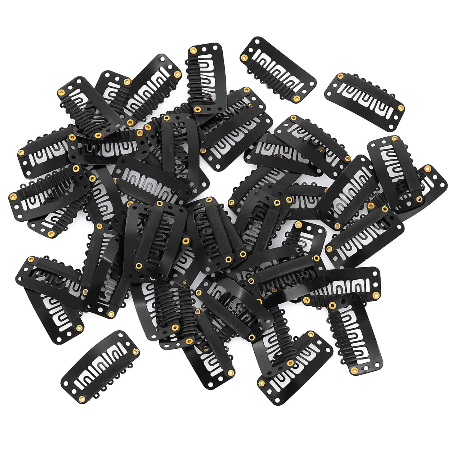 Yolev 50 pinzas para pelucas, pinzas de extensión de cabello, 6 dientes en forma de U, clips de extensión de cabello de silicona metálica para mujer