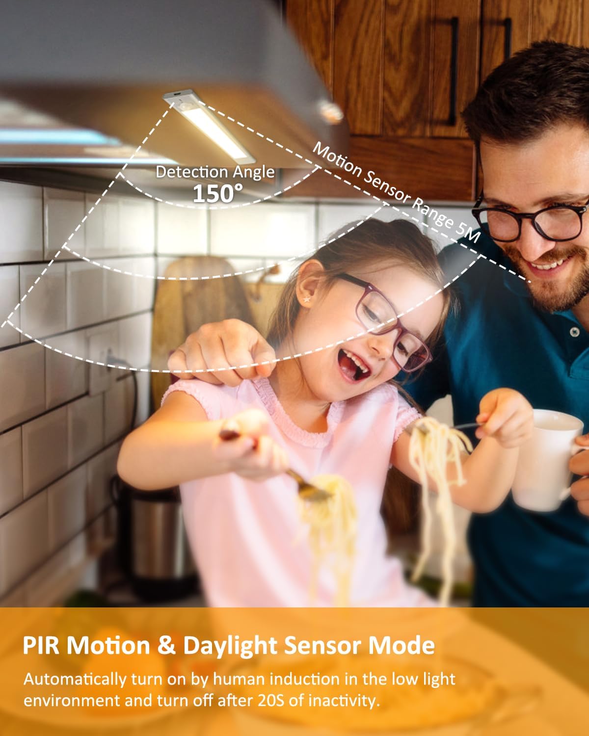 Luces para debajo del gabinete, 138 luces LED desmontables con sensor de movimiento con sensor de movimiento, iluminación inalámbrica recargable
