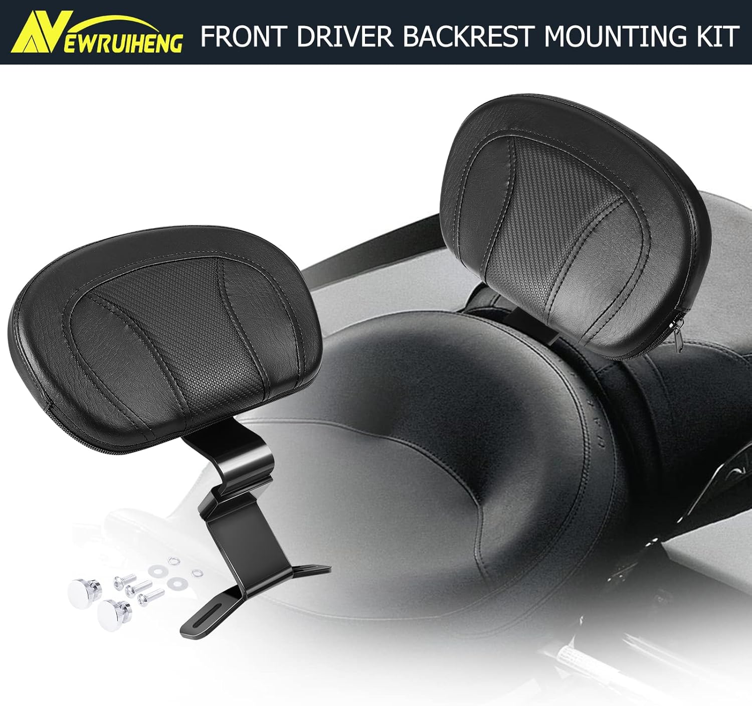 Almohadilla para respaldo delantero del conductor compatible con Harley Touring CVO Street Glide Electra Glide Road King Road Glide 2009-2022 (negro)