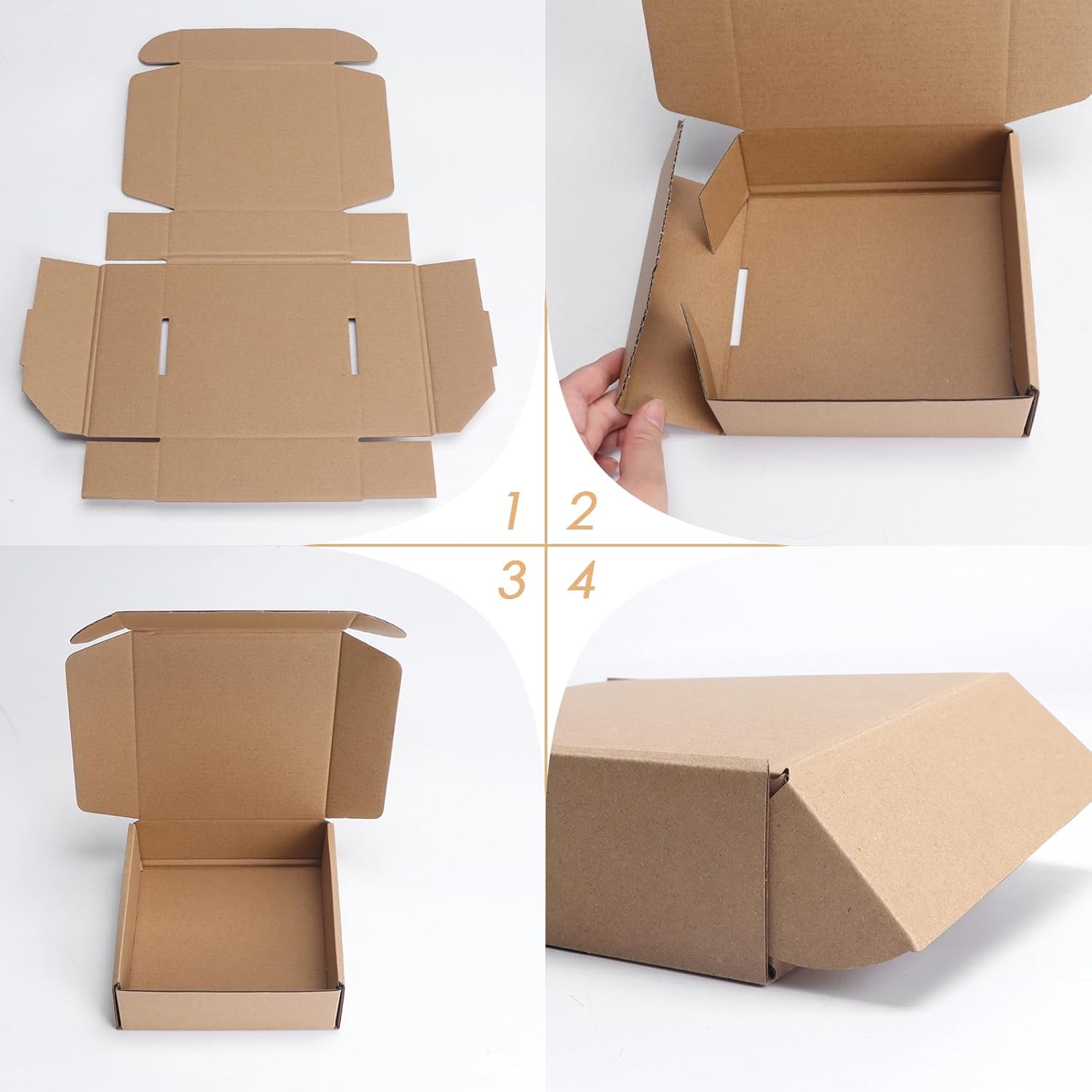 PHAREGE – Paquete de 25 cajas de envío de 6 x 6 x 2 pulgadas, cajas de cartón corrugado marrón, cajas de correo pequeñas para embalaje de pequeñas