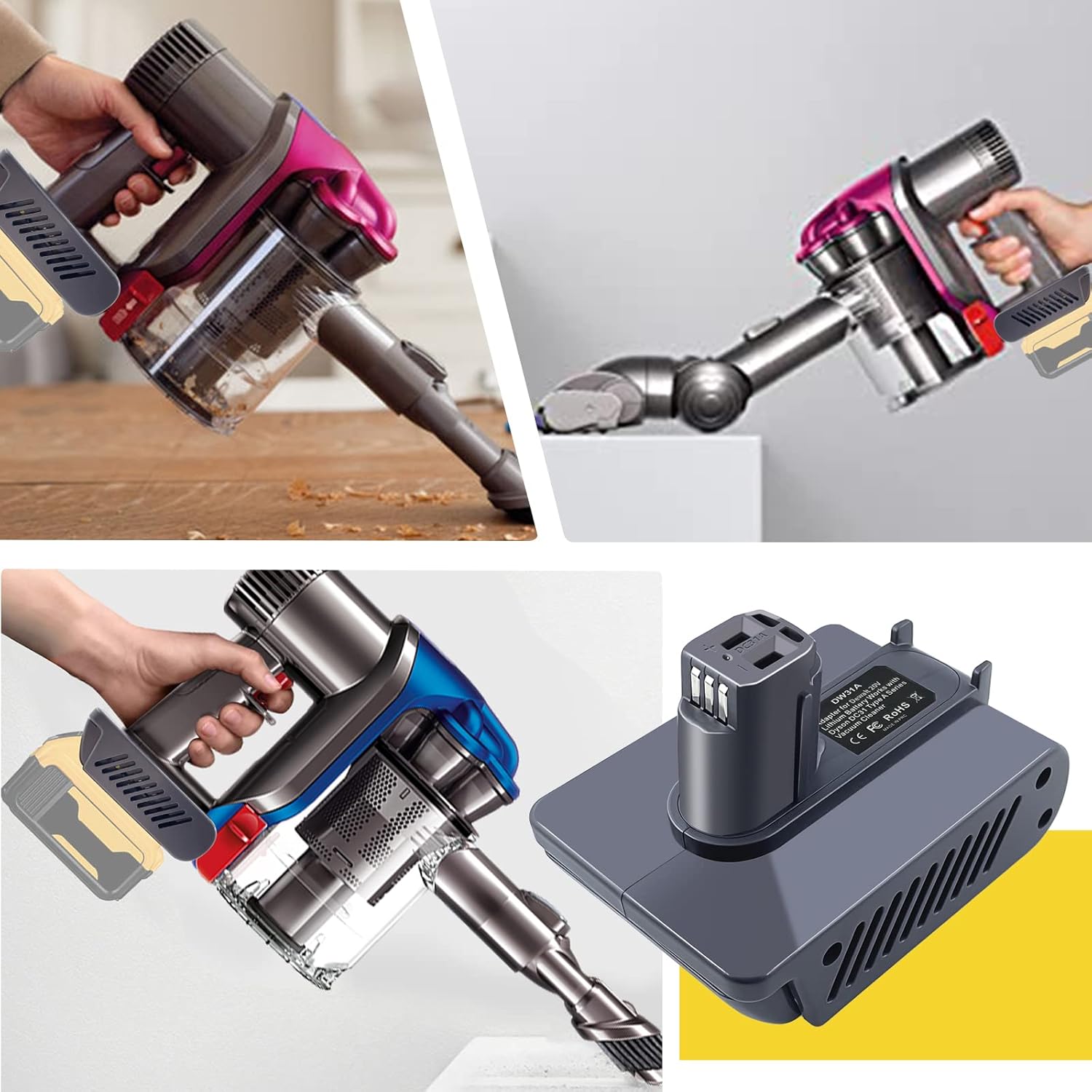 Adaptador de batería DW31A para aspiradora Dyson tipo A DC31 DC35 DC34 DC45, adaptador de conversión para batería de litio Dewalt de 20 V a batería