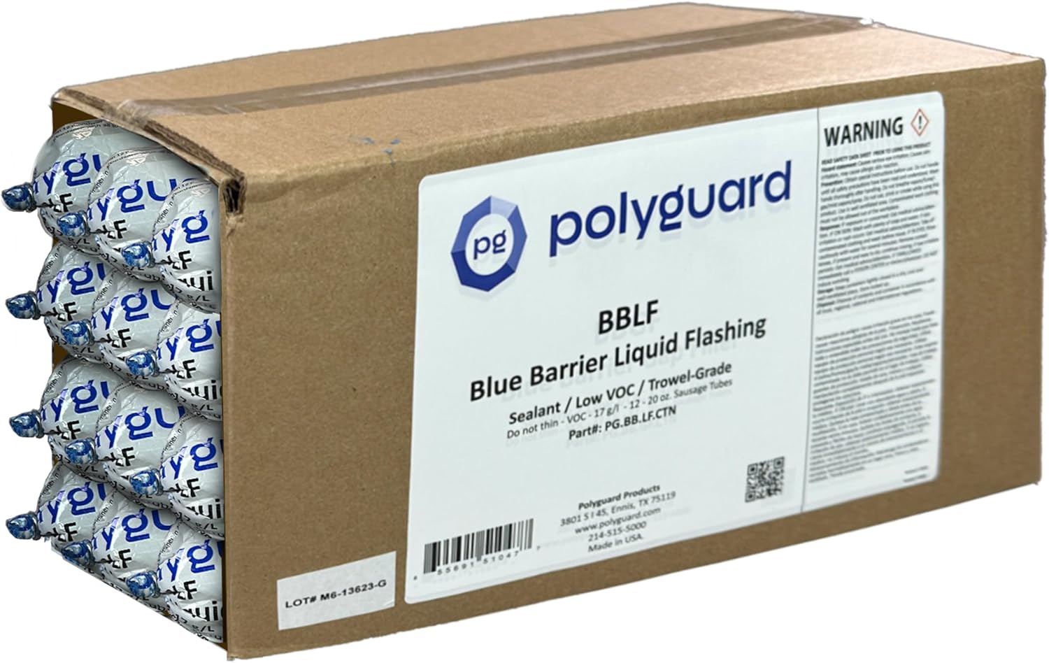 POLYGUARD Blue Barrier Liquid Flashing 20oz Salchicha STPE, curado por humedad, 100% sólidos, bajo contenido de compuestos orgánicos volátiles