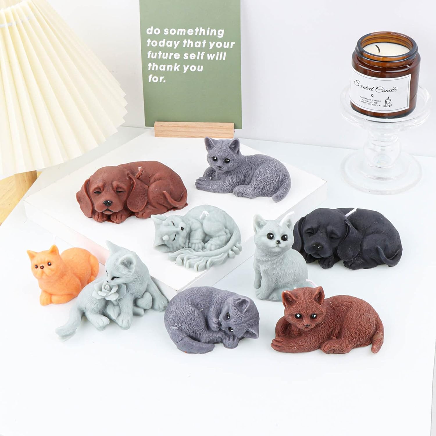 Grainrain Moldes de vela hechos a mano 3D molde de fabricación de velas molde de jabón de silicona animal gato (SXY231)