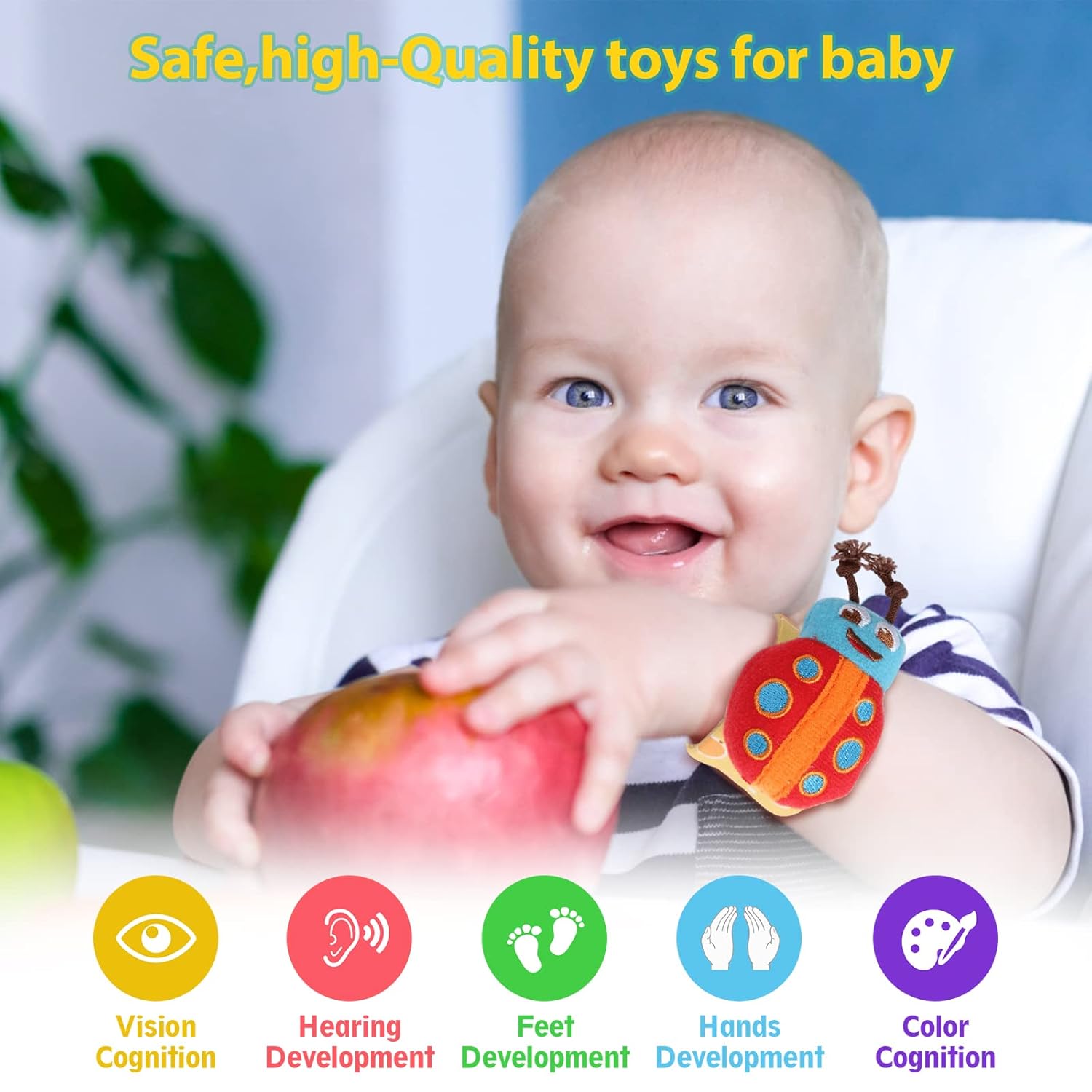 PHREKUDA Juego de sonajeros de calcetín y muñeca para bebés, sonajeros rellenos de felpa para bebés, sonajeros para bebés, regalos para recién