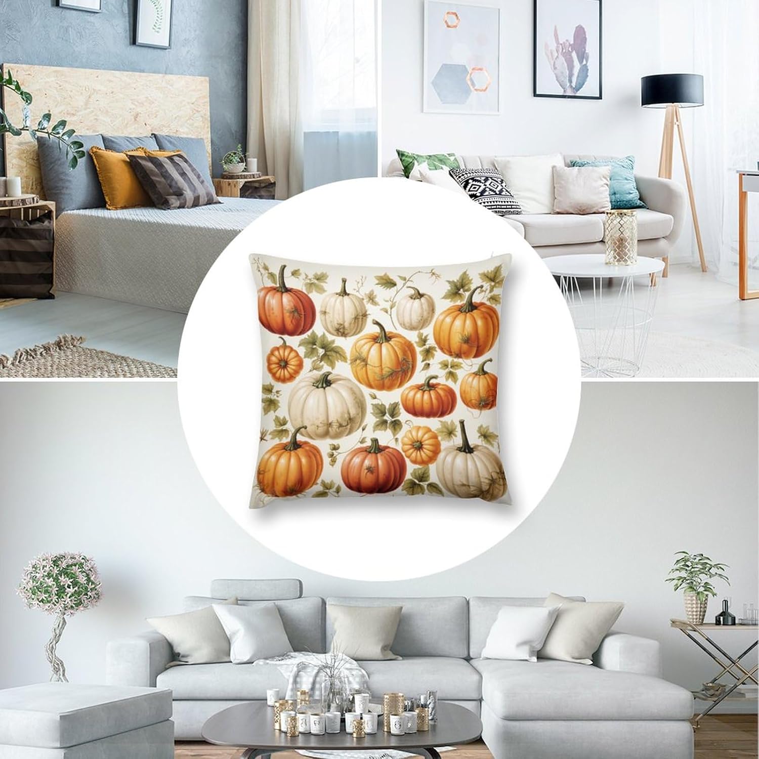 Cojines Decorativos Para Sala 26 x 26 pulgadas, fundas cuadradas decorativas de calabaza de cosecha de otoño para decoración del hogar, otoño, día