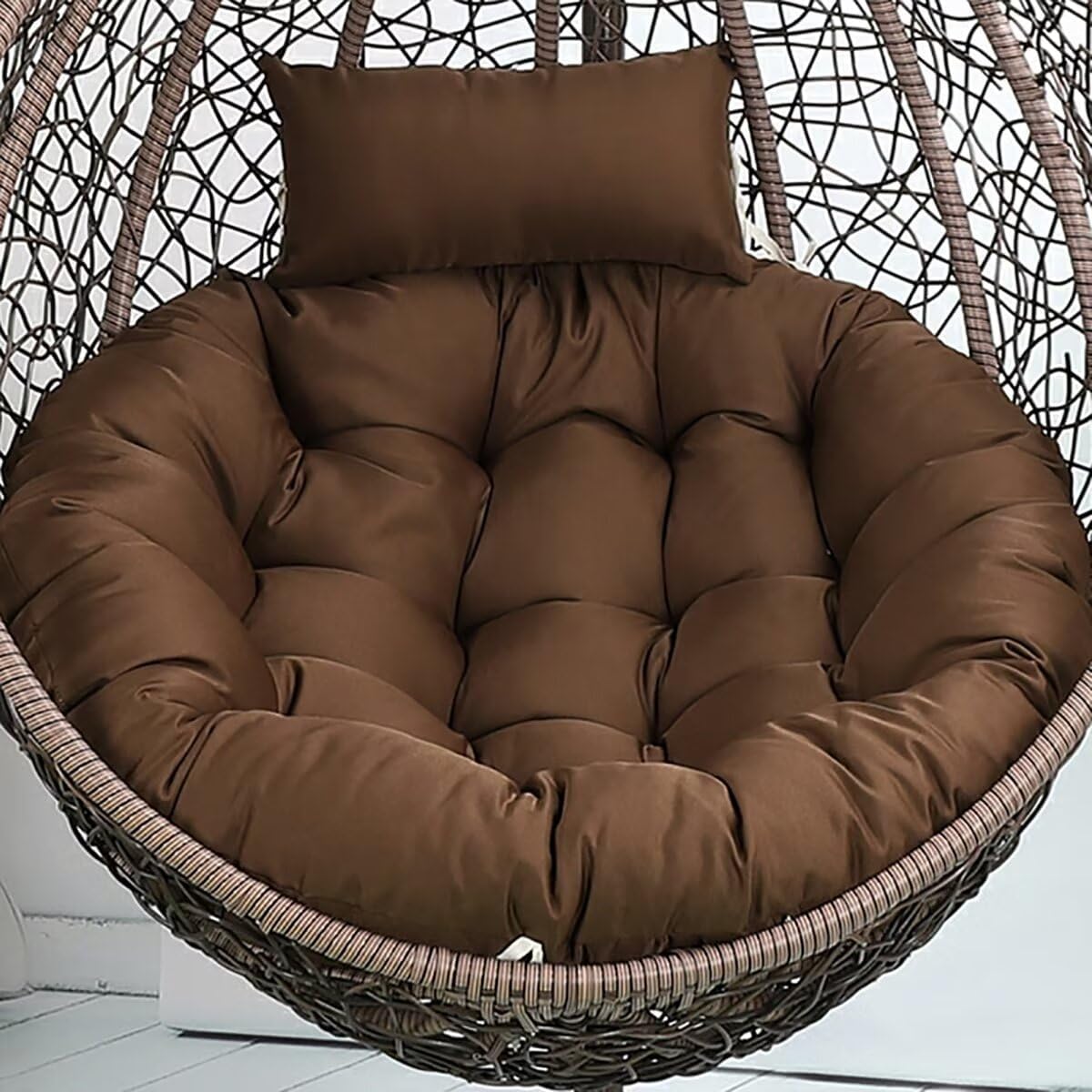Cojín de repuesto para silla de huevo, café, reemplazo de cojín redondo para silla de columpio, cojín de asiento de silla de hamaca, cojín de