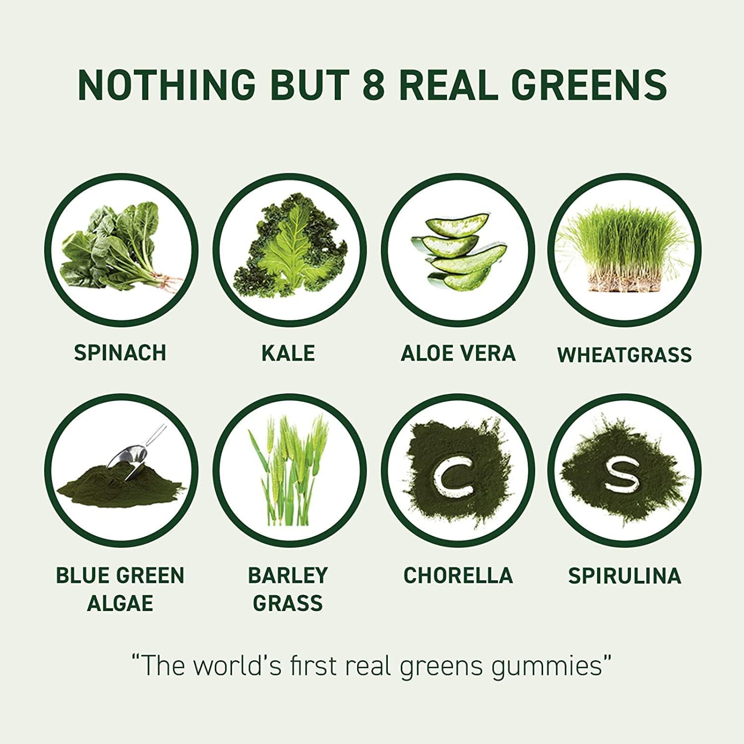 8Greens Daily Greens – Gomitas de superalimentos, refuerzo de energía y apoyo inmunológico, hechas con verduras reales, altas en antioxidantes,