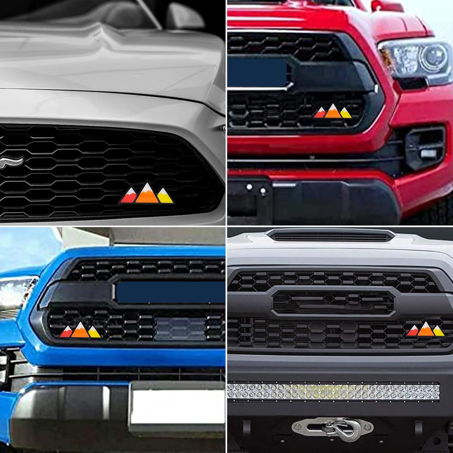 aHei Emblema de rejilla tricolor con luz LED para automóvil y camión, para Tacoma 4Runner Tundra Sequoia Rav4 Highlander, accesorios de decoración