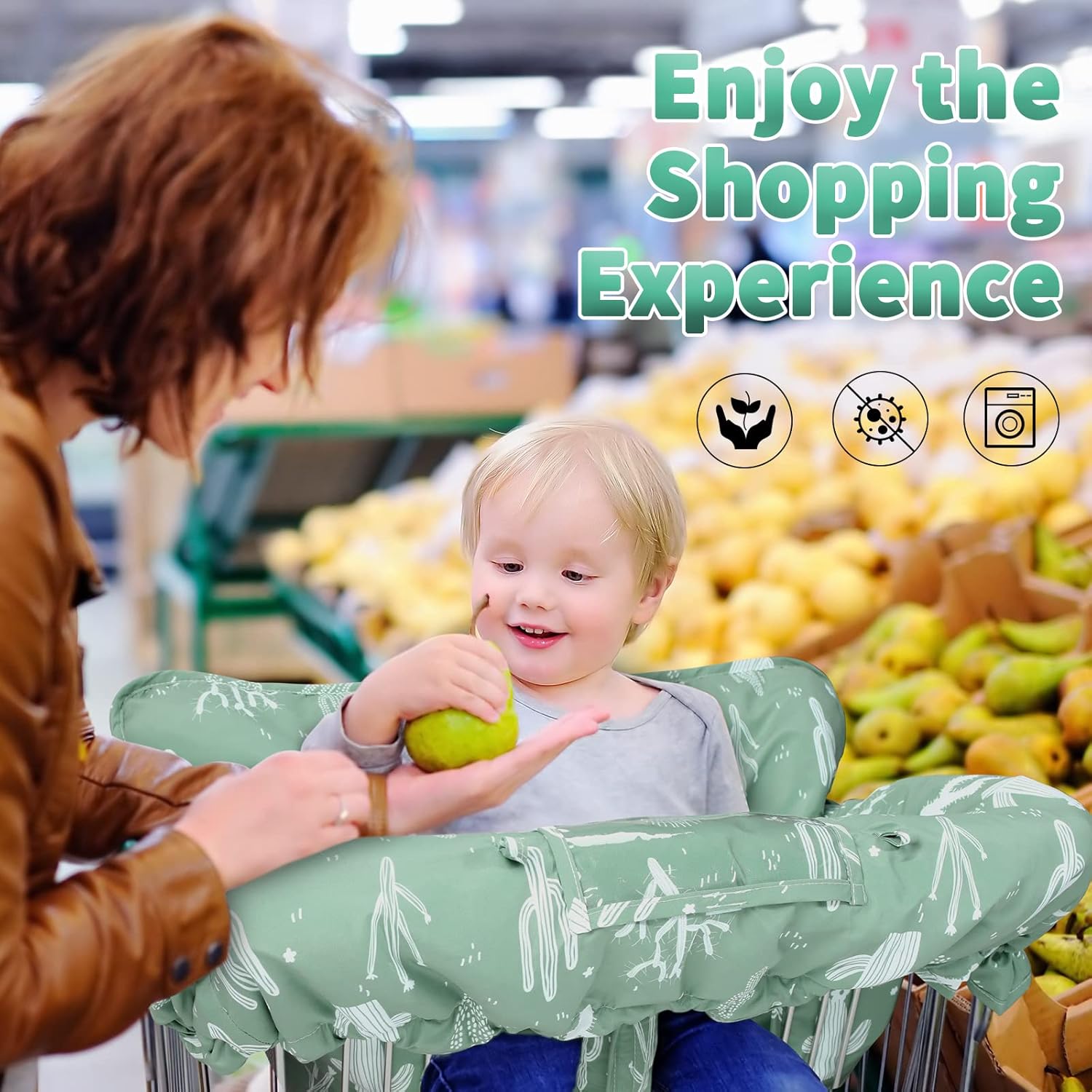 Yoofoss Funda para carrito de compras para bebé, funda para silla alta 2 en 1 con arnés de seguridad, fundas de carrito multifuncionales para niños