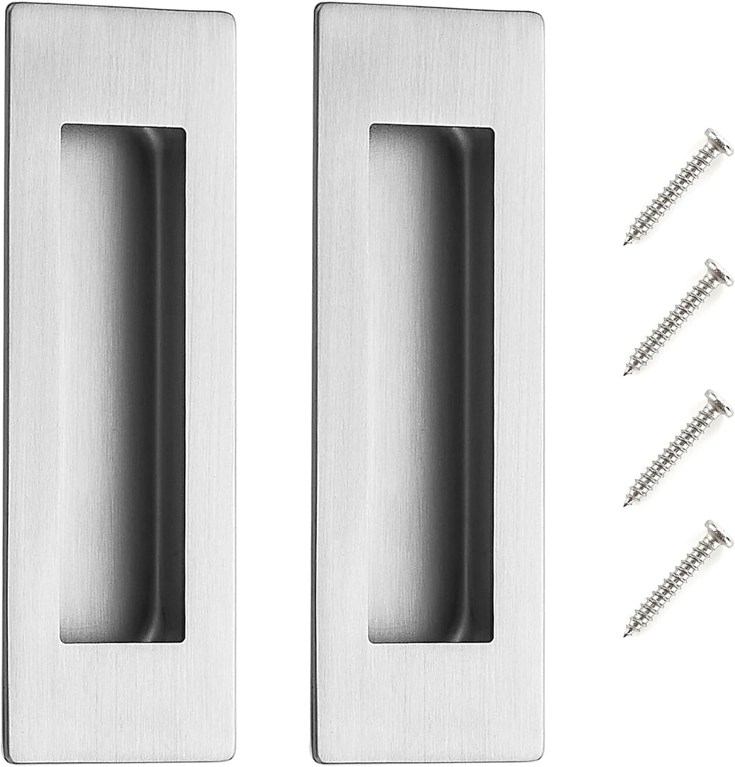 Paquete de 2 manijas de puerta corredizas de armario con bolsillo, tiradores de puerta de granero de 5.9 pulgadas, tiradores de níquel cepillado,