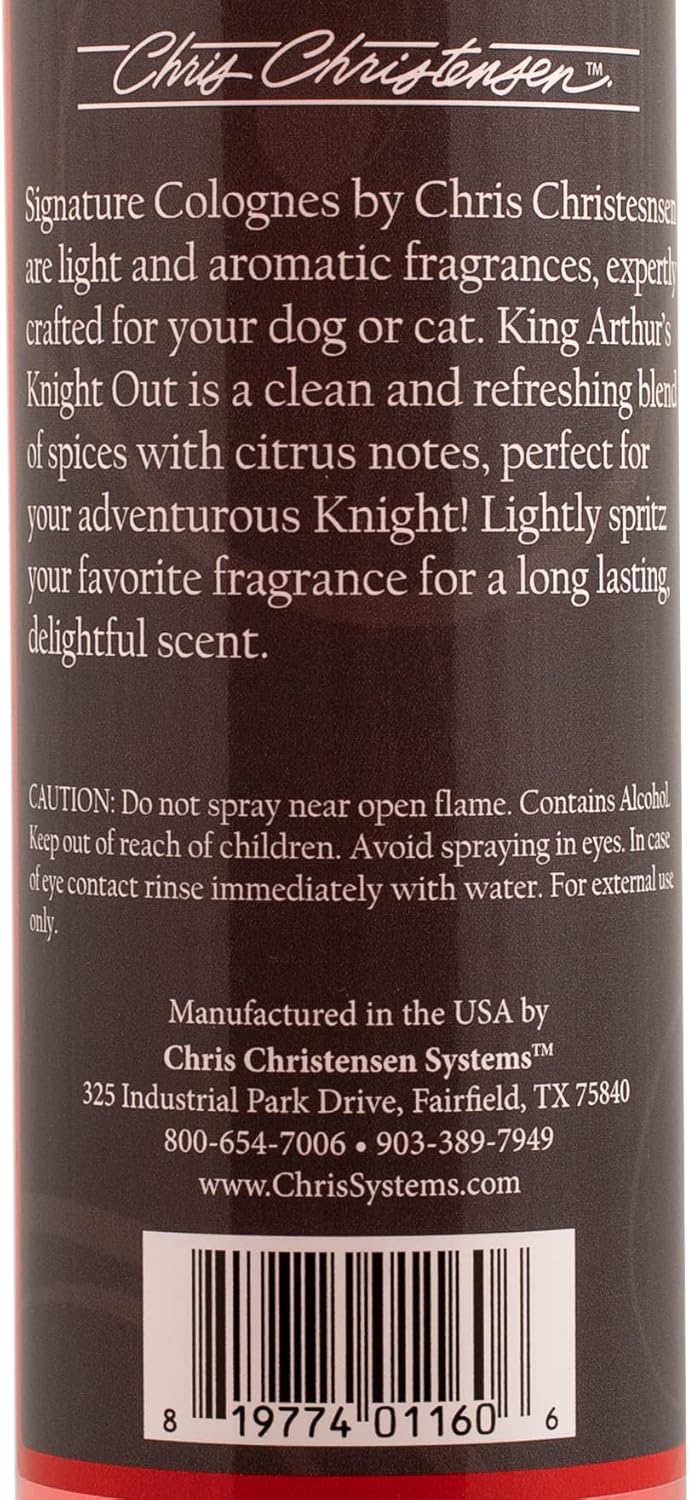 Chris Christensen King Arthur’s Knight Out Grooming – Colonia para mascotas, arregla como un profesional, de larga duración, fragancias de