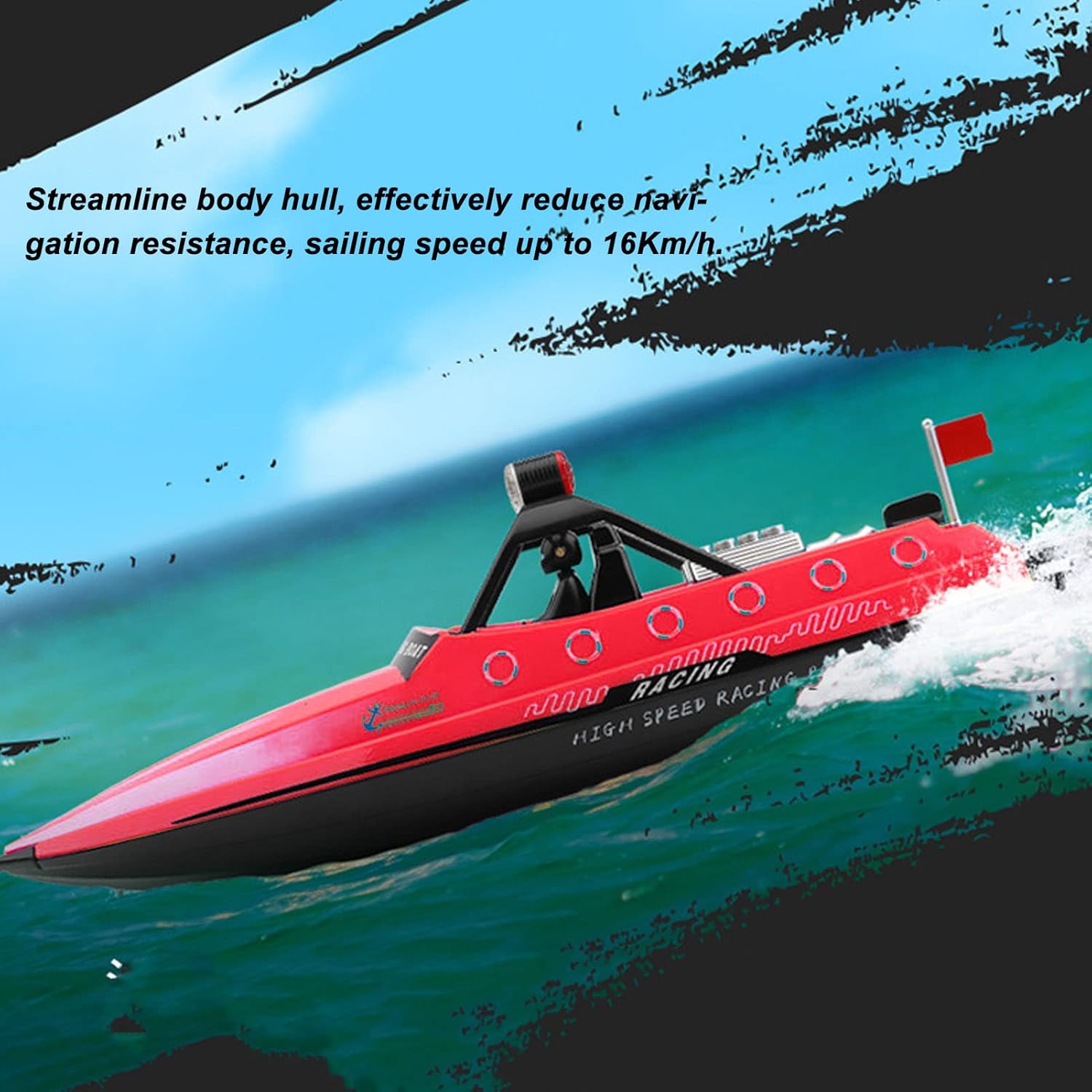 Barco a control remoto, barcos eléctricos recargables, anticolisión eléctrica de 262.5 ft RC Juguetes de vela de 9.9 mih de alta velocidad, mini