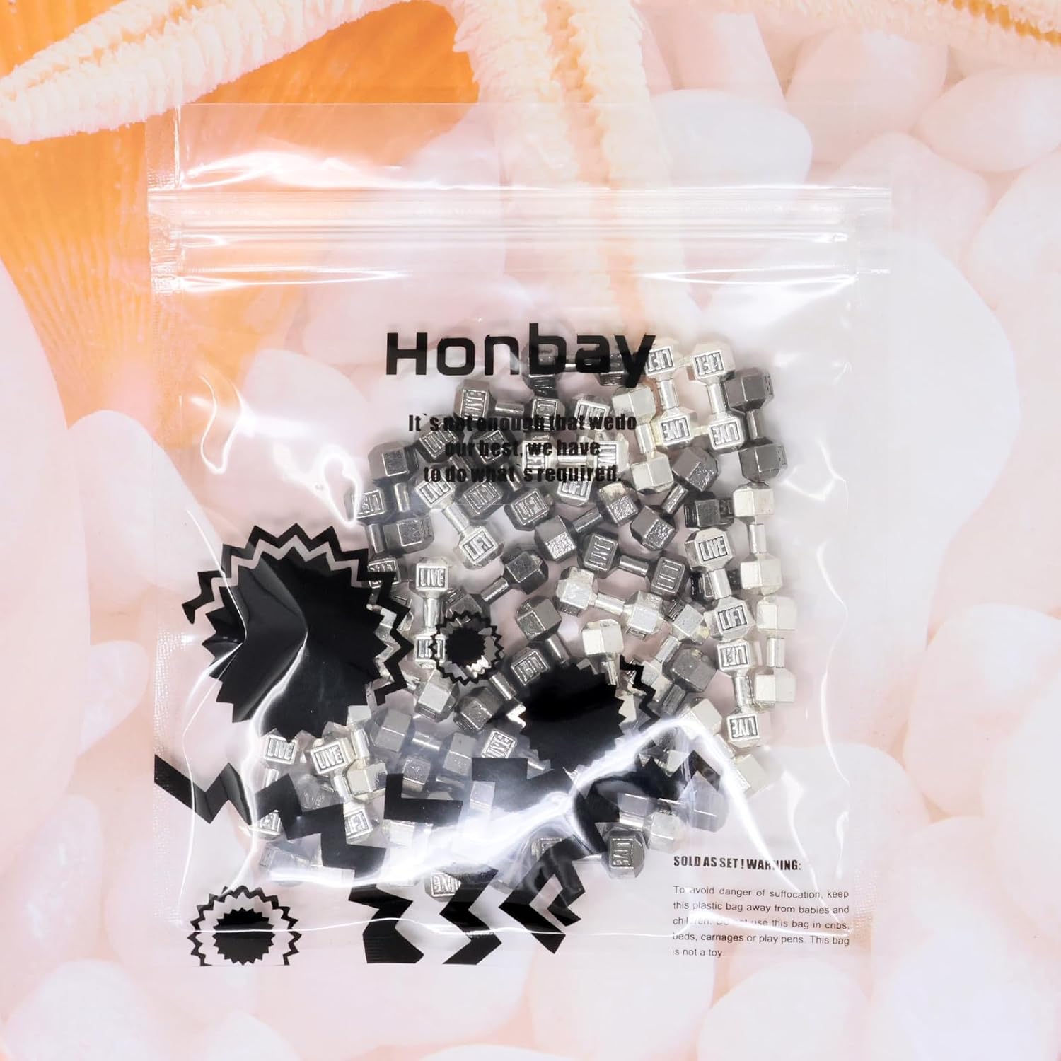 Honbay 50 dijes de aleación para mancuernas colgantes, mini, equipo de fitness, cuentas espaciadoras para aretes, collares, pulseras, llaveros,