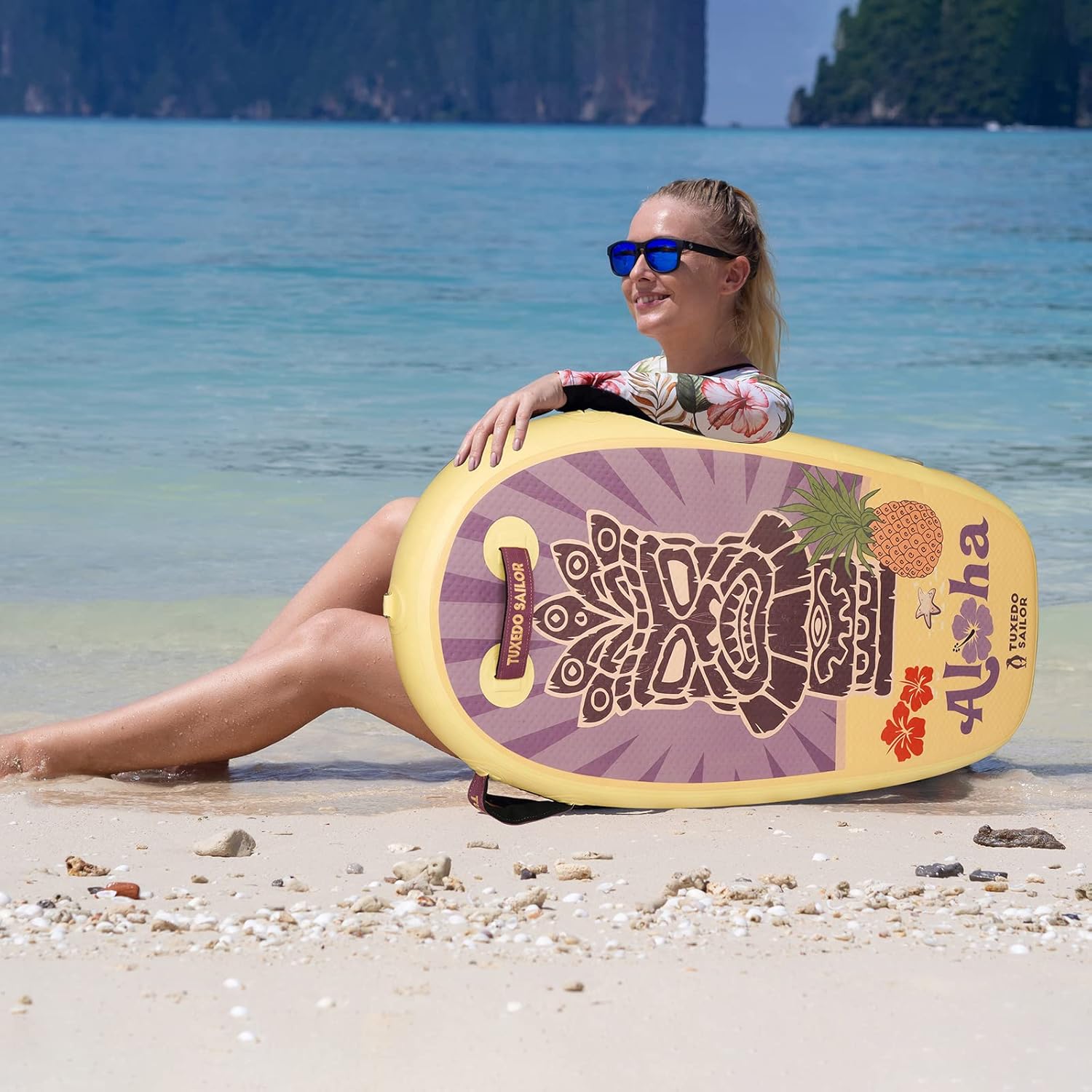 Tuxedo Sailor Body Board – Tabla de playa para niños, tabla de surf ultraligera de PVC para playa y piscina, con correas de muñeca envolventes,