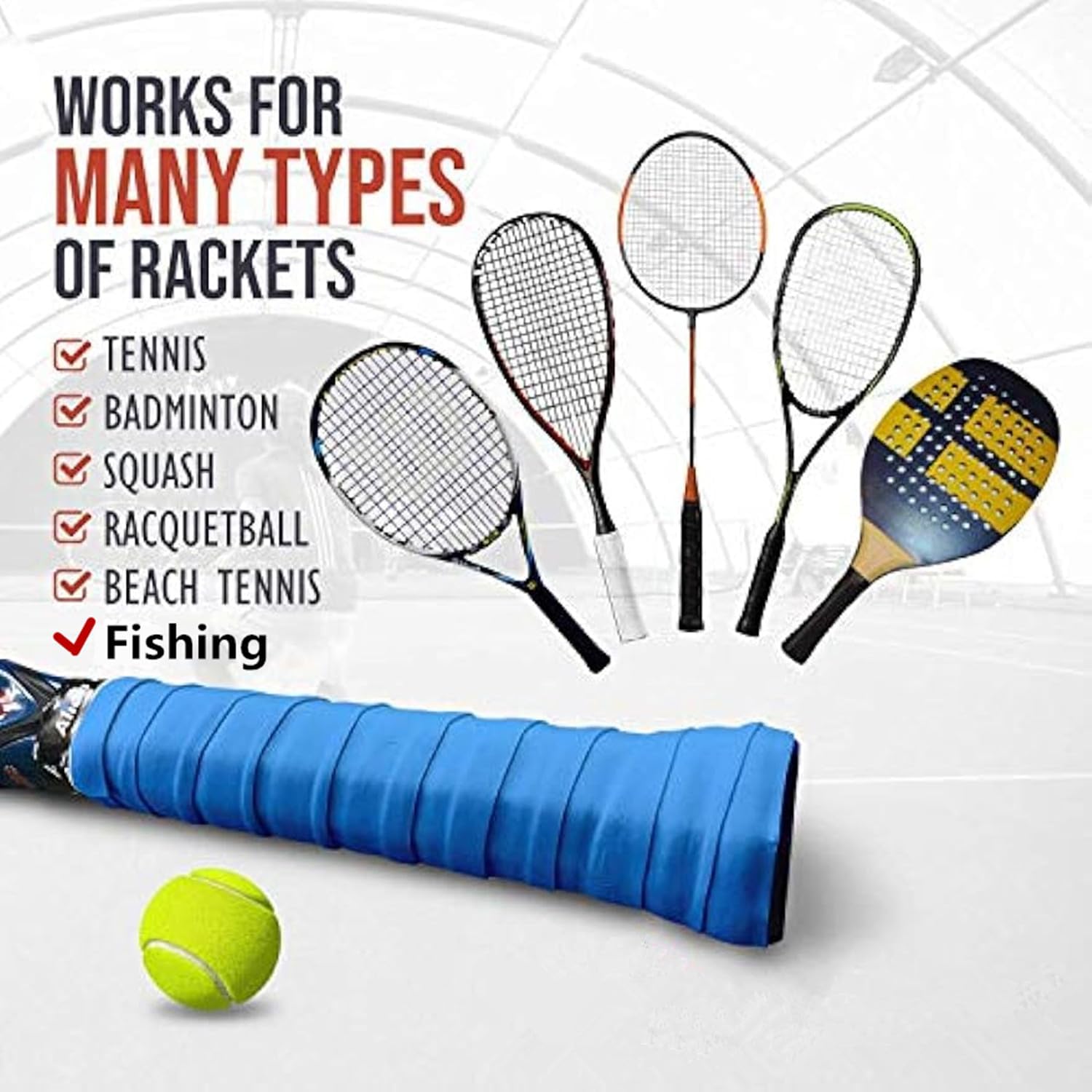 Cinta de agarre de raqueta de tenis de 10 colores con regalos (anillo o amortiguador), envuelve tu raqueta para un alto rendimiento, para raquetas