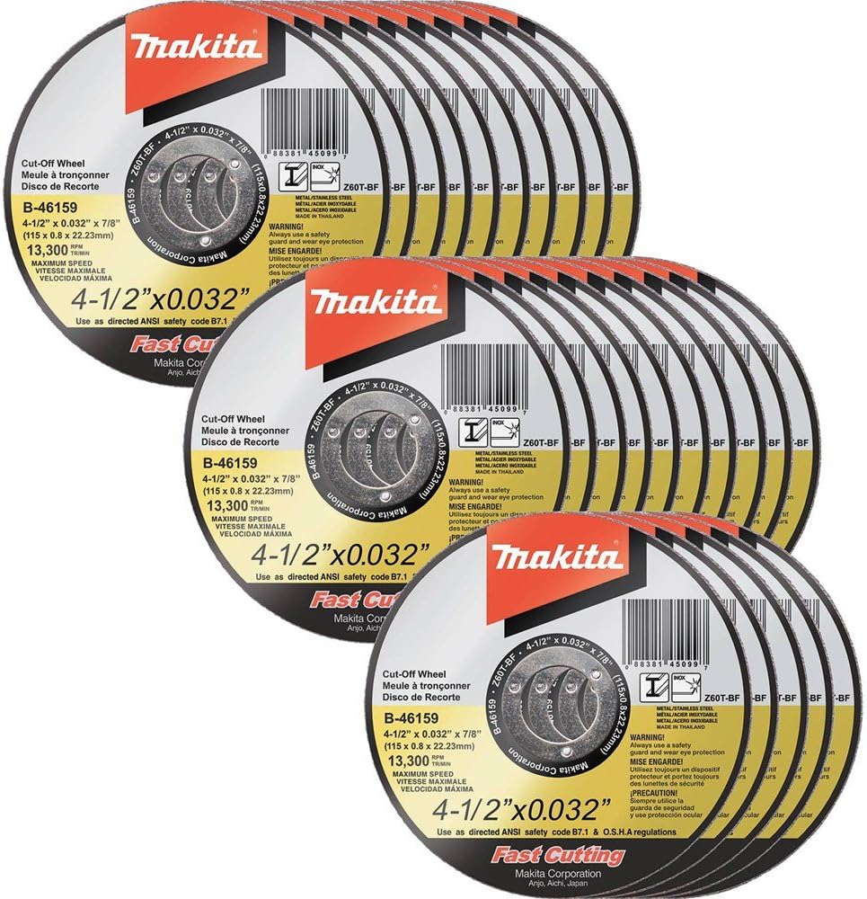 Makita B-46143 – Rueda de corte ultrafina de 4 x 0.032 x 58, acero inoxidable