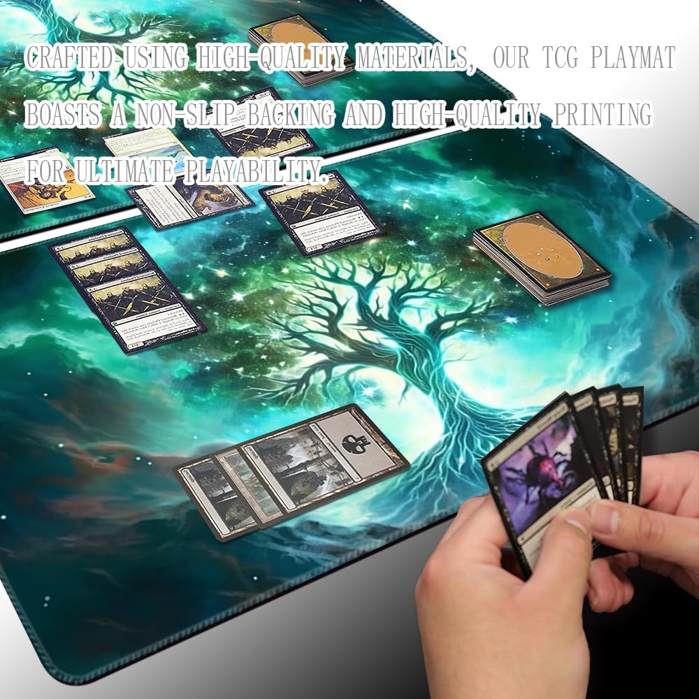 Tapete de juego de mesa prémium de 24 x 14 pulgadas, compatible con OCG CCG RPG MTG, tapete de escritorio para mouse (vitalidad verde)