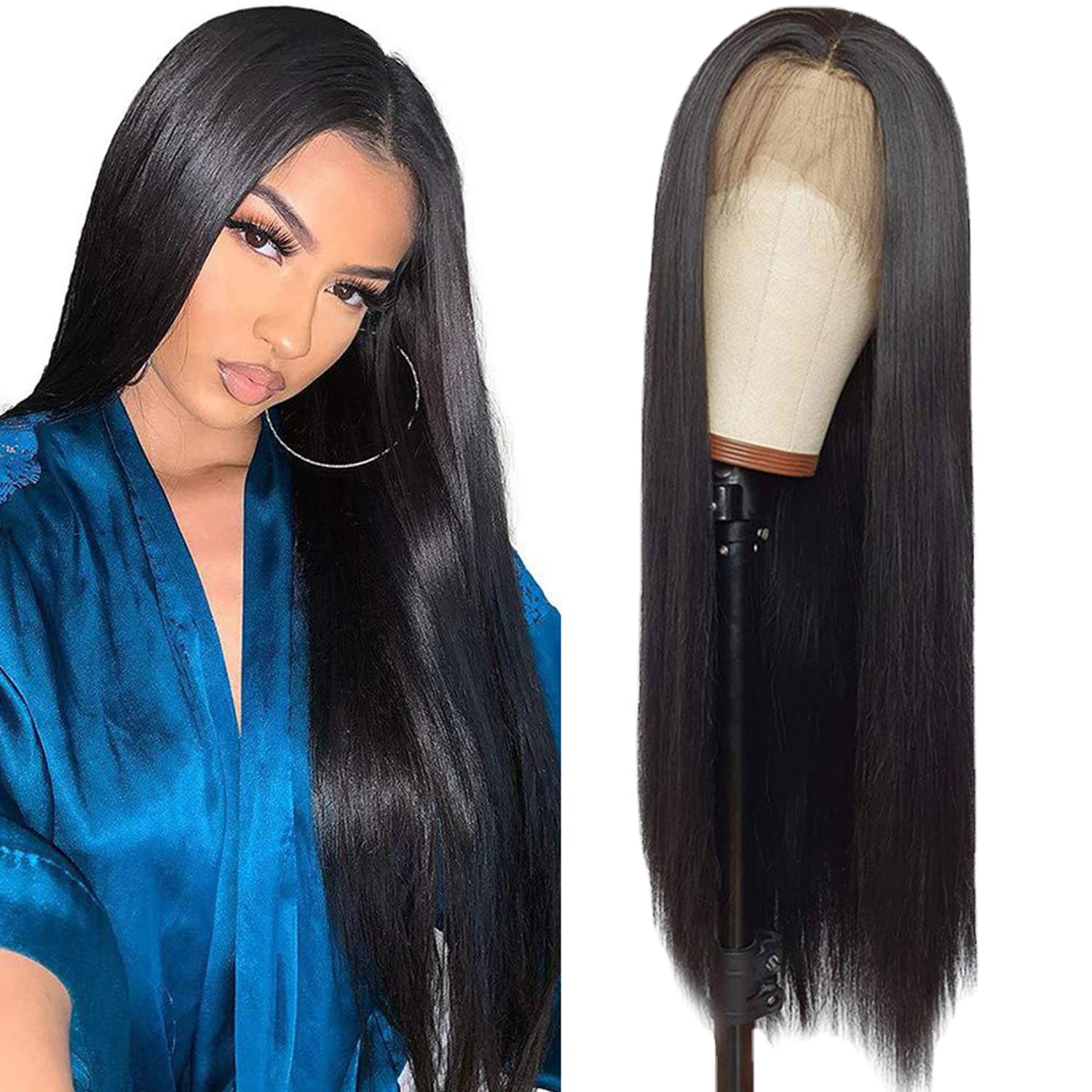 Pelucas de cabello humano con encaje frontal 360, previamente despuntadas, sin pegamento, pelucas de cabello humano 360 para mujeres negras,