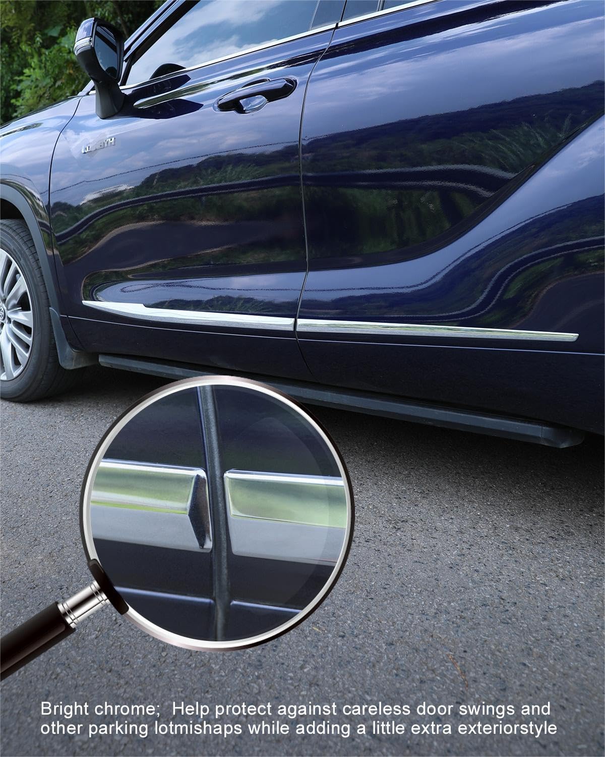 Moldura lateral de carrocería para Toyota Highlander, cubierta protectora inferior cromada deportiva para Highlander Gas Hybrid LE XLE XSE Limited