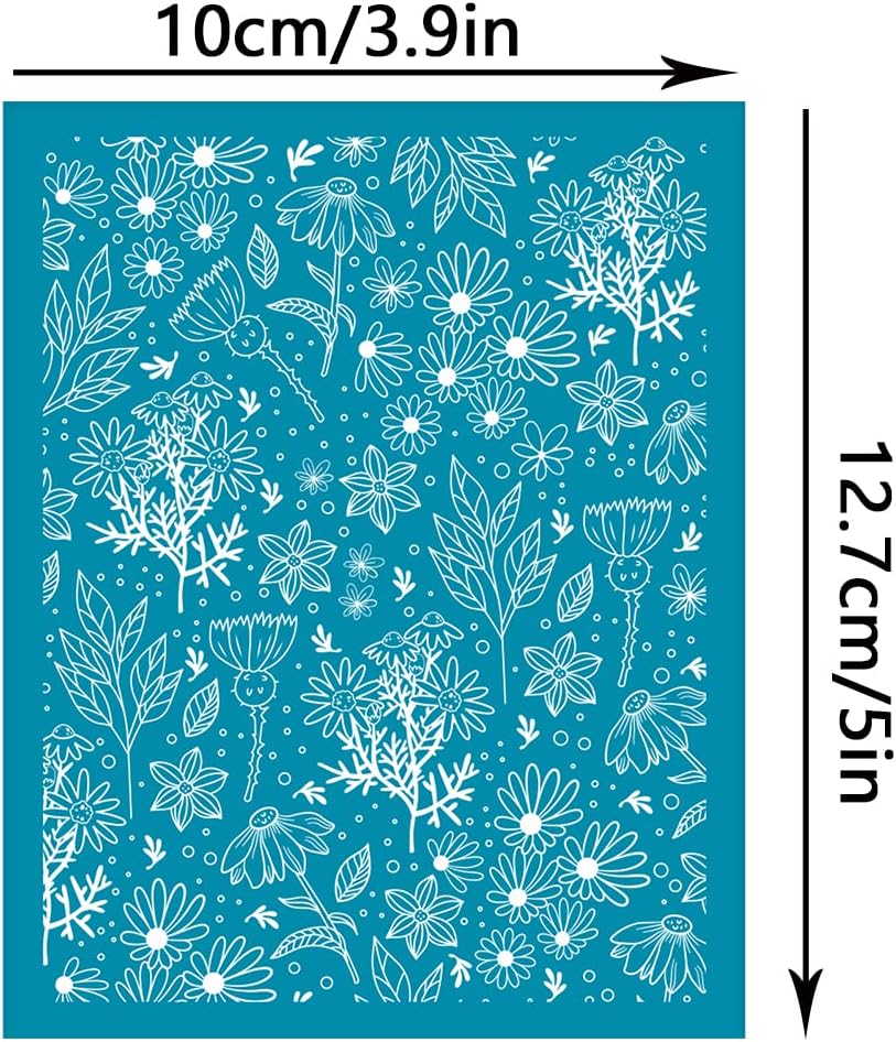 OLYCRAFT Plantillas de arcilla de 4 x 5 pulgadas, plantillas de serigrafía de cardo, acianos de seda, pantalla de seda no adhesiva para plantas de