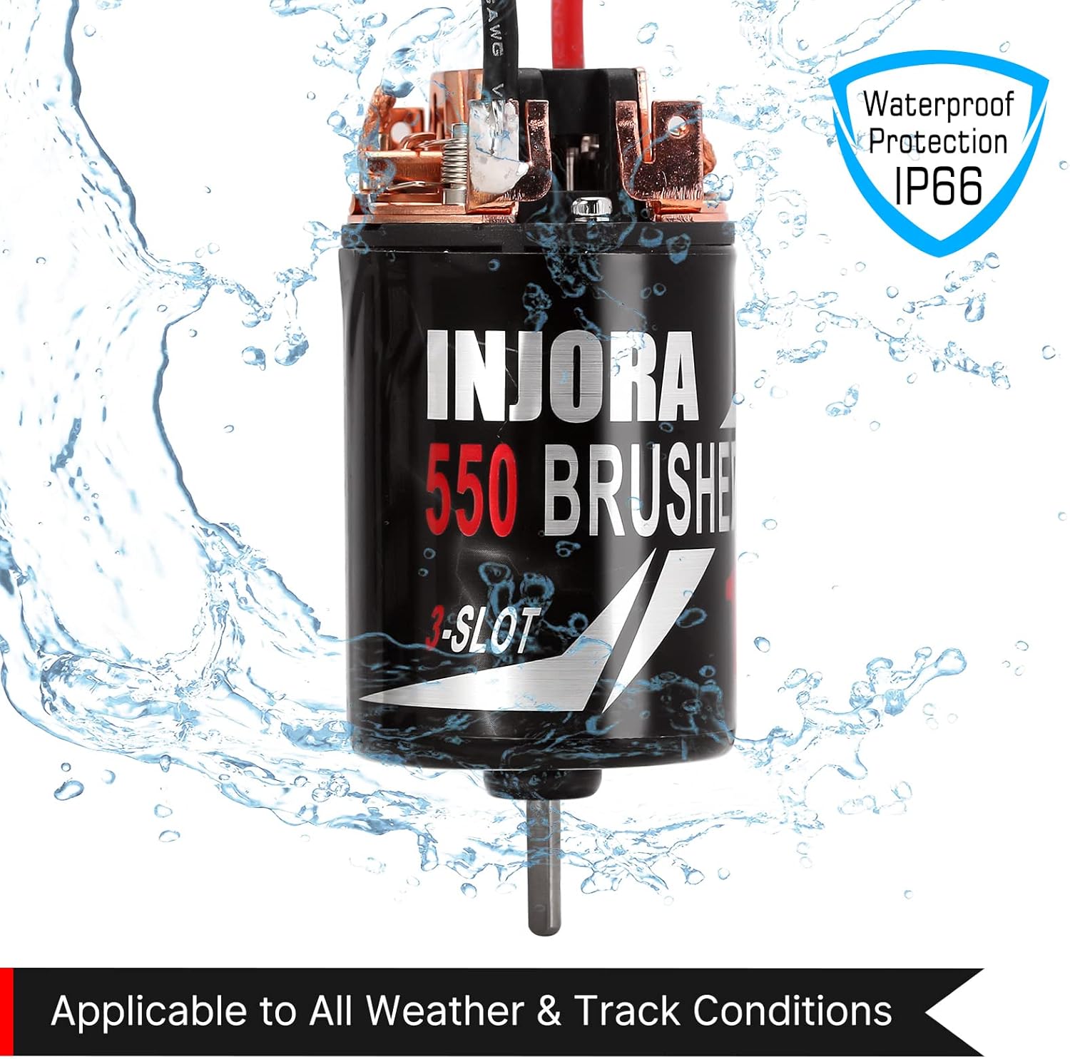 INJORA 550 Motor cepillado impermeable 3-Slot 11T Motor para escala 110 RC Car Crawler Truck Buggy Axial SCX10 AXI03007 JL 90046 TRX4 TRX6 (INM09)