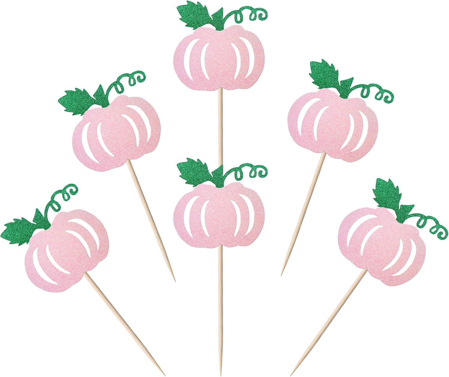 Paquete de 24 adornos de calabaza para cupcakes con purpurina con temática de otoño, cosecha de otoño, temática de calabaza, baby shower,