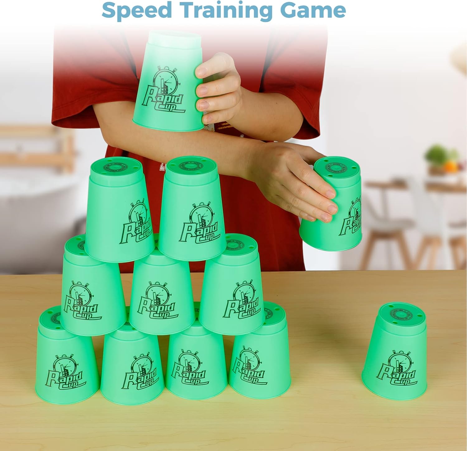 48 vasos deportivos apilables, juego divertido de ritmo rápido para competición de desafíos, juego de entrenamiento de velocidad, regalo de fiesta