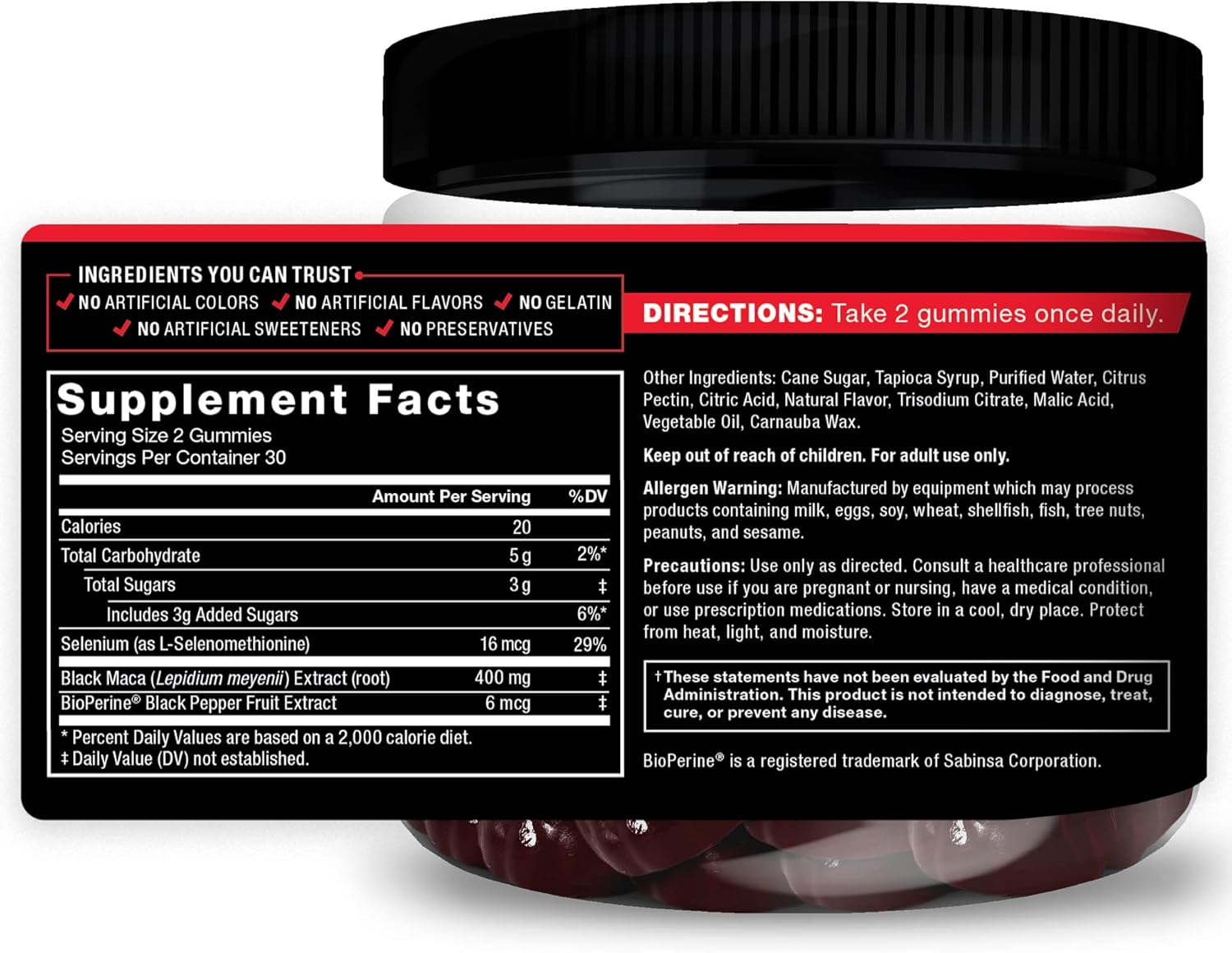 Force Factor Gomitas de maca negra, paquete de 2, raíz de maca negra para mejorar la vitalidad masculina, aumentar la energía y la fuerza, con