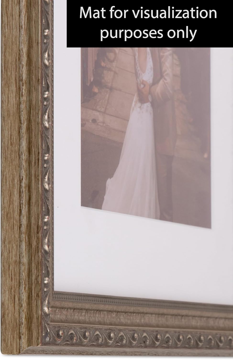 ArtToFrames Marco de fotos de madera de color plata envejecida y con cuentas de 24 x 36 pulgadas