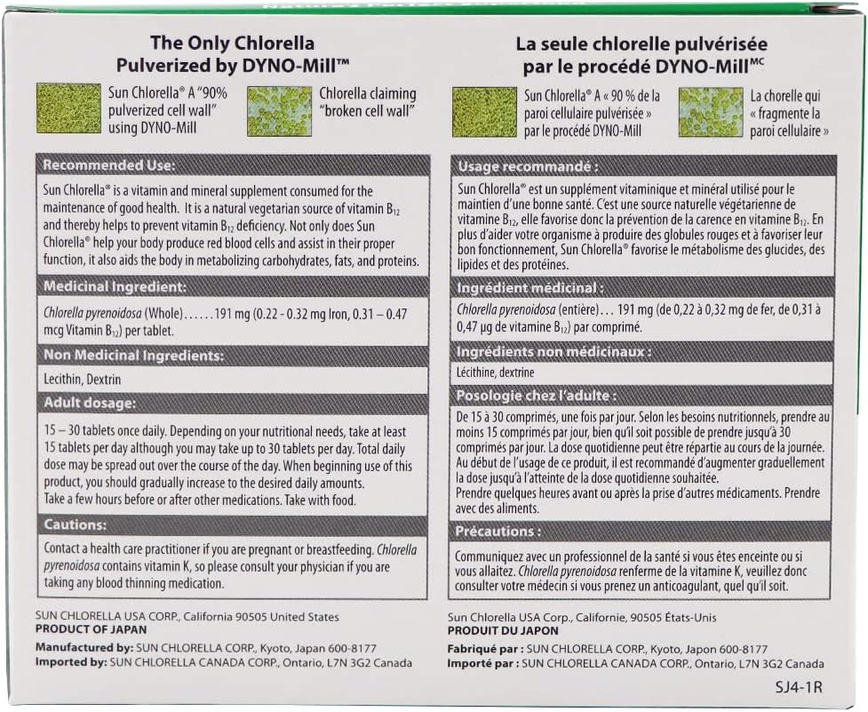 Sun Chlorella USA Chlorella 200 miligramos – 300 pestañas (paquete de 2)
